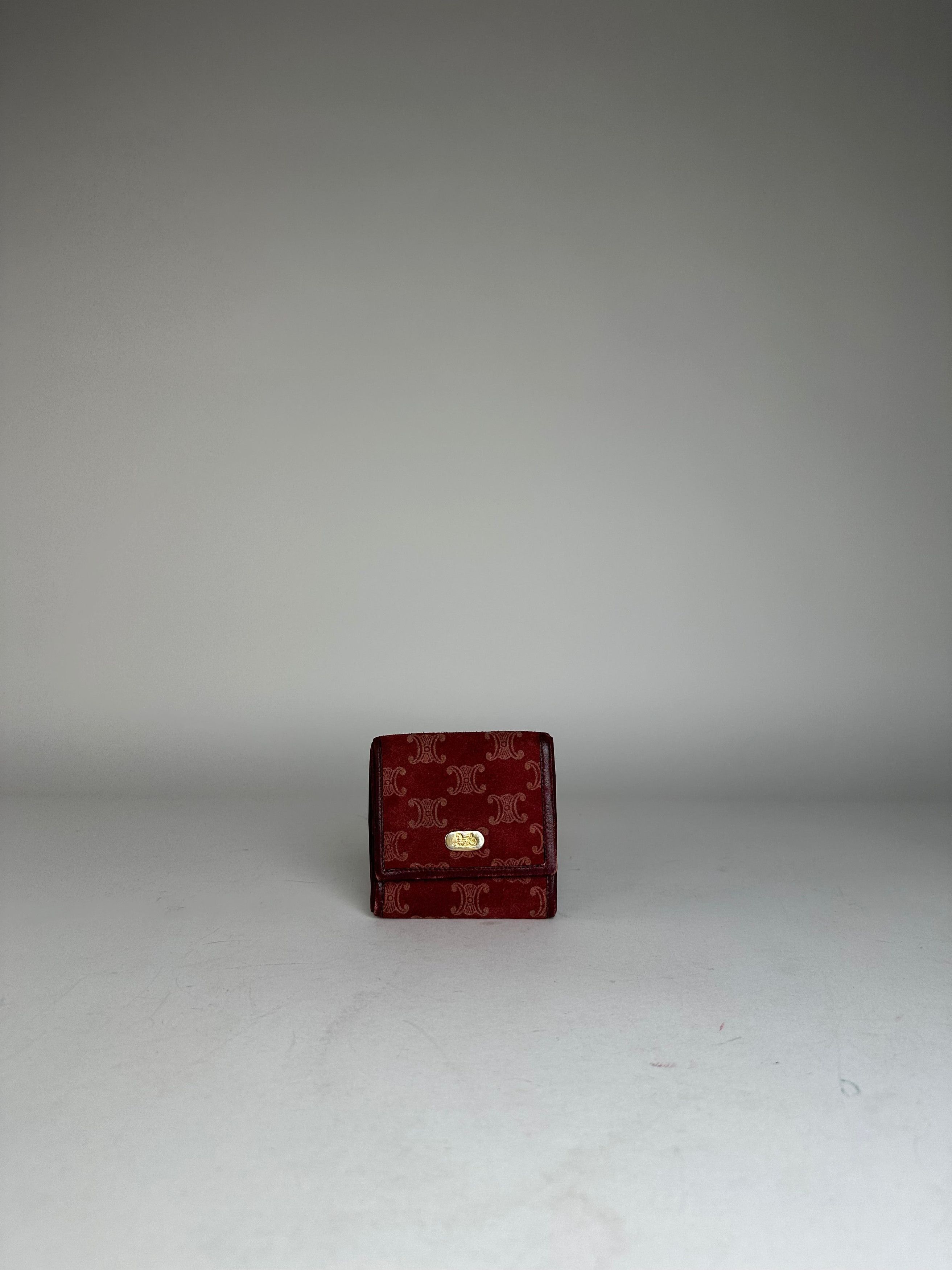 Celine Vintage Paris Triomphe Monogram Suede Leather Purse Purple B Size ONE SIZE - 9 Thumbnail