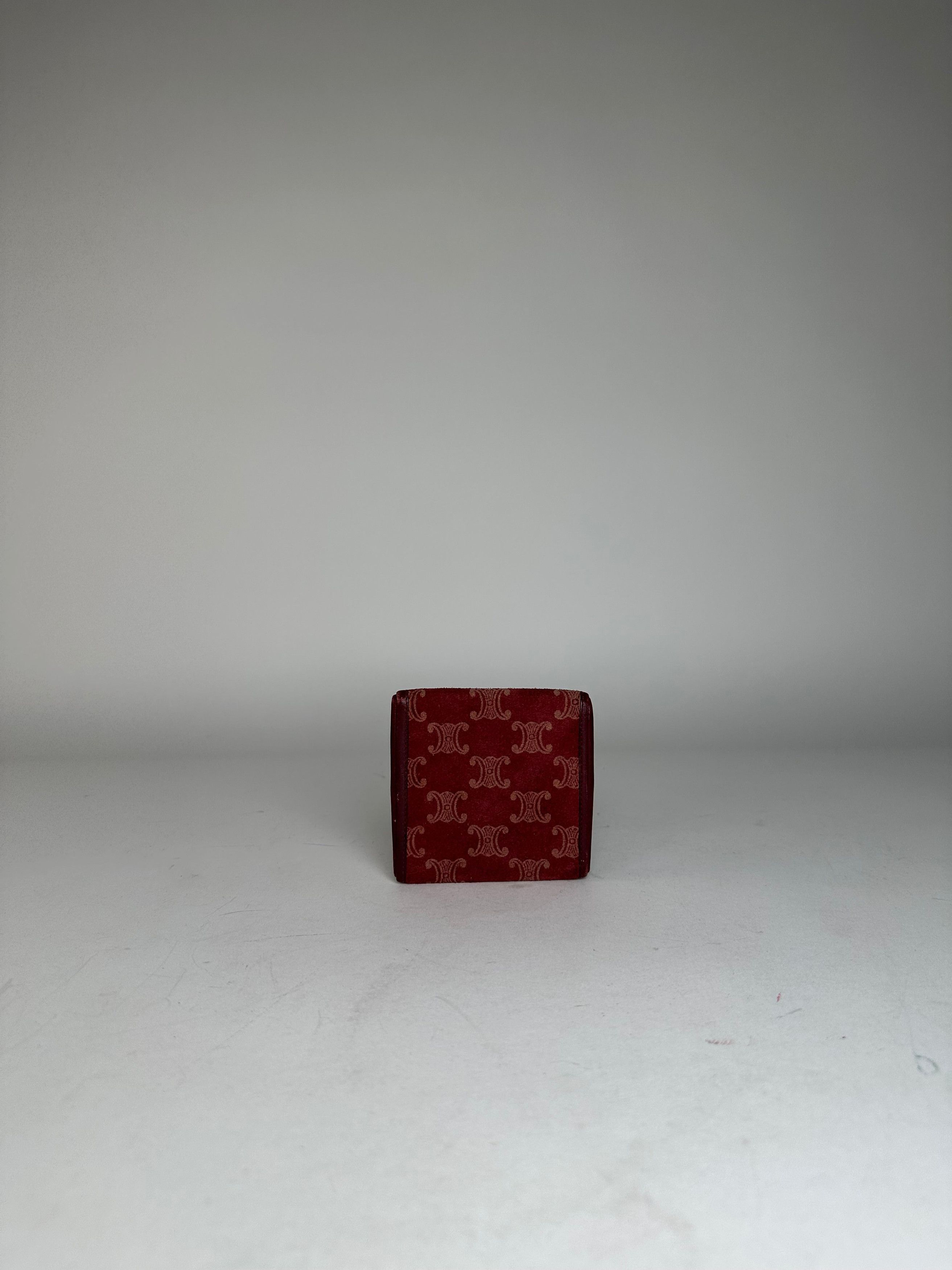 Celine Vintage Paris Triomphe Monogram Suede Leather Purse Purple B Size ONE SIZE - 10 Thumbnail