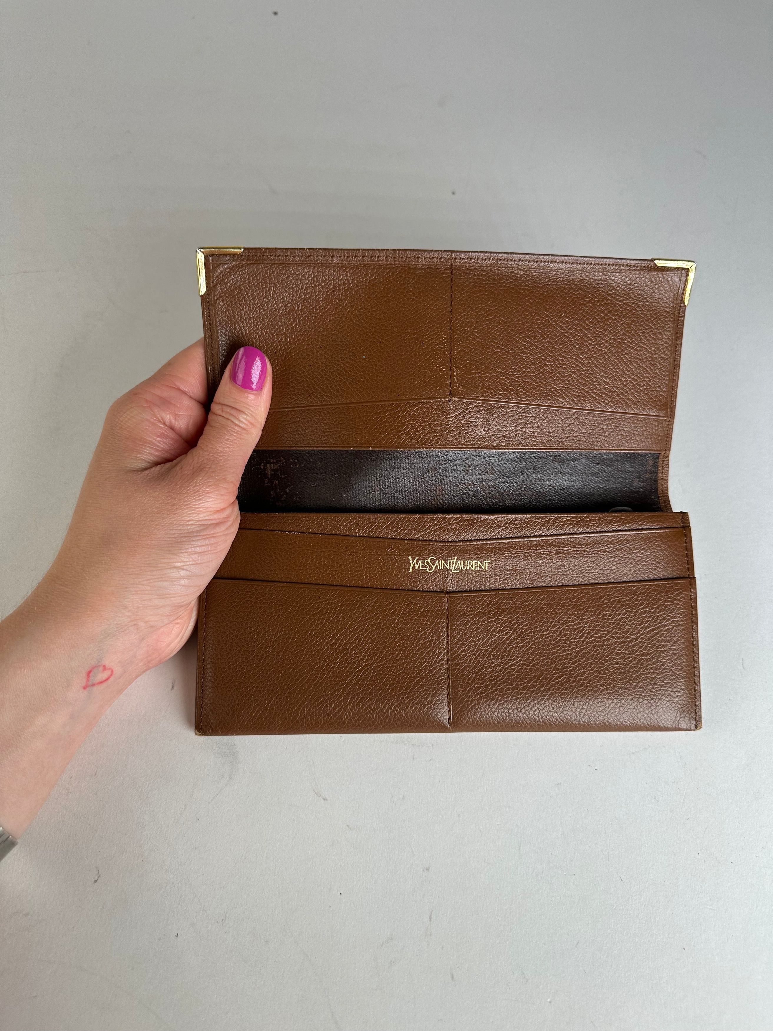 Other Vintage YSL Leather Card Holder ID Holder Brown Size ONE SIZE - 3 Thumbnail