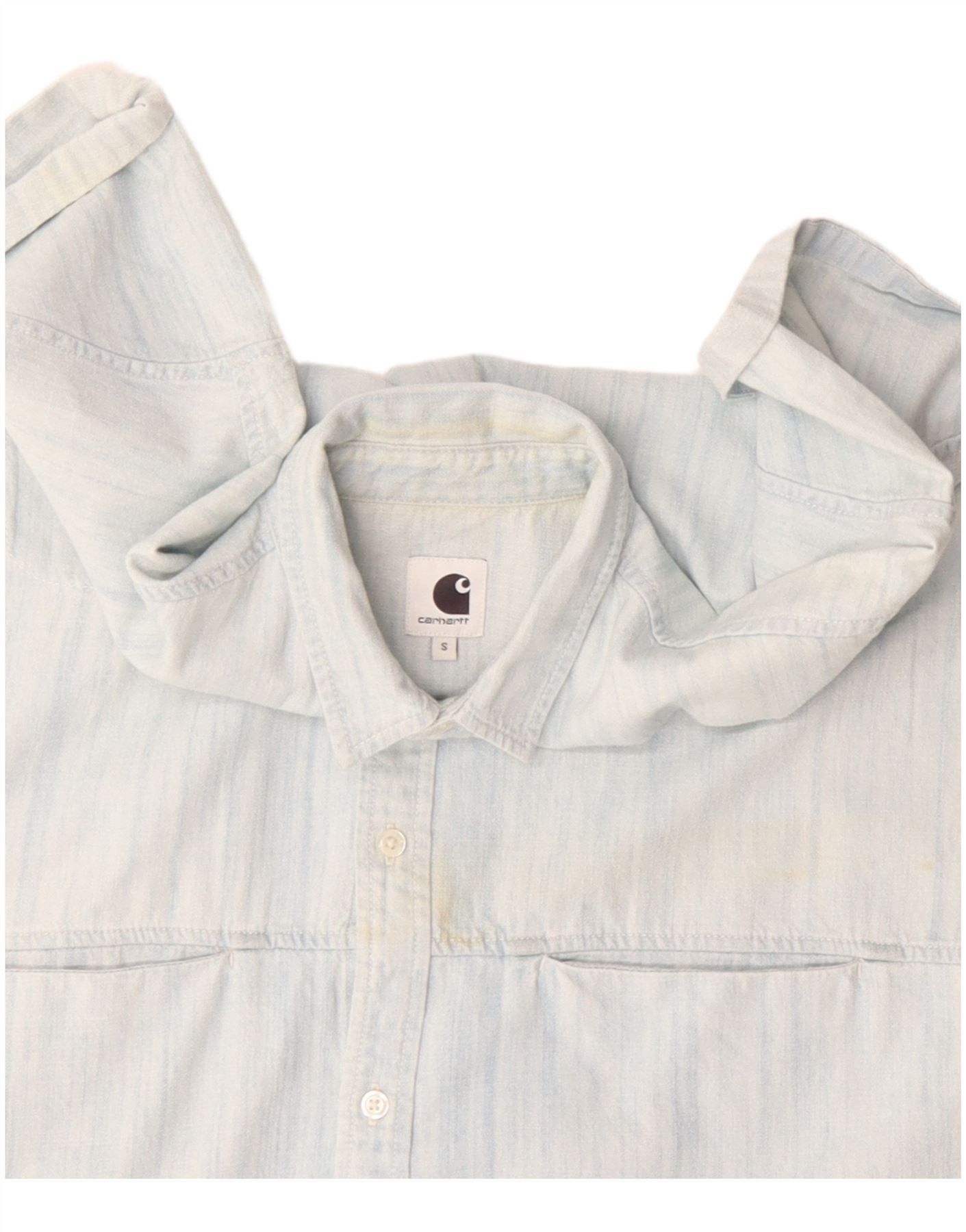 Carhartt Womens Overd Short Sleeve Denim Shirt Dress UK 10 Small Blue Size M / US 6-8 / IT 42-44 - 3 Thumbnail