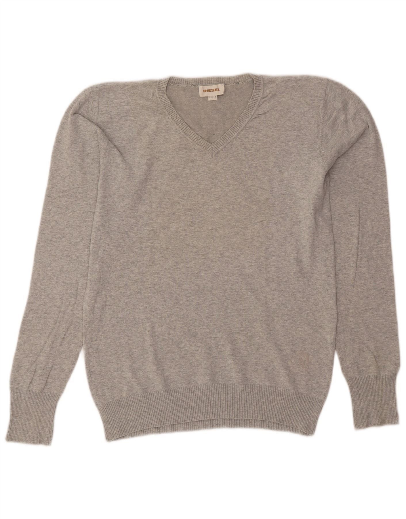 Diesel Womens V-Neck Jumper Sweater UK 14 Medium Grey Size M / US 6-8 / IT 42-44 - 3 Thumbnail