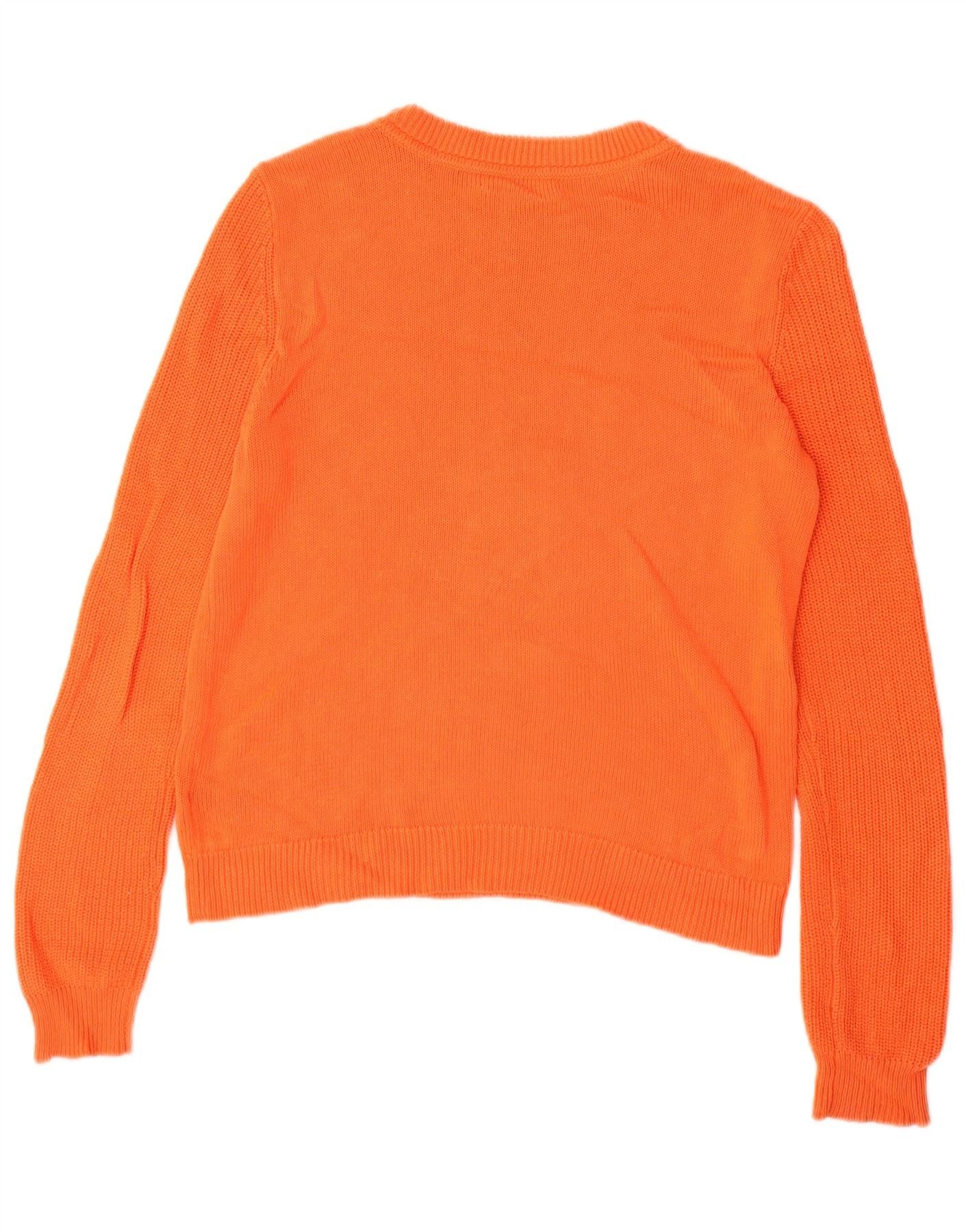 Ralph Lauren Womens Crew Neck Jumper Sweater UK 14 Medium Orange Cotton Size S / US 4 / IT 40 - 2 Thumbnail
