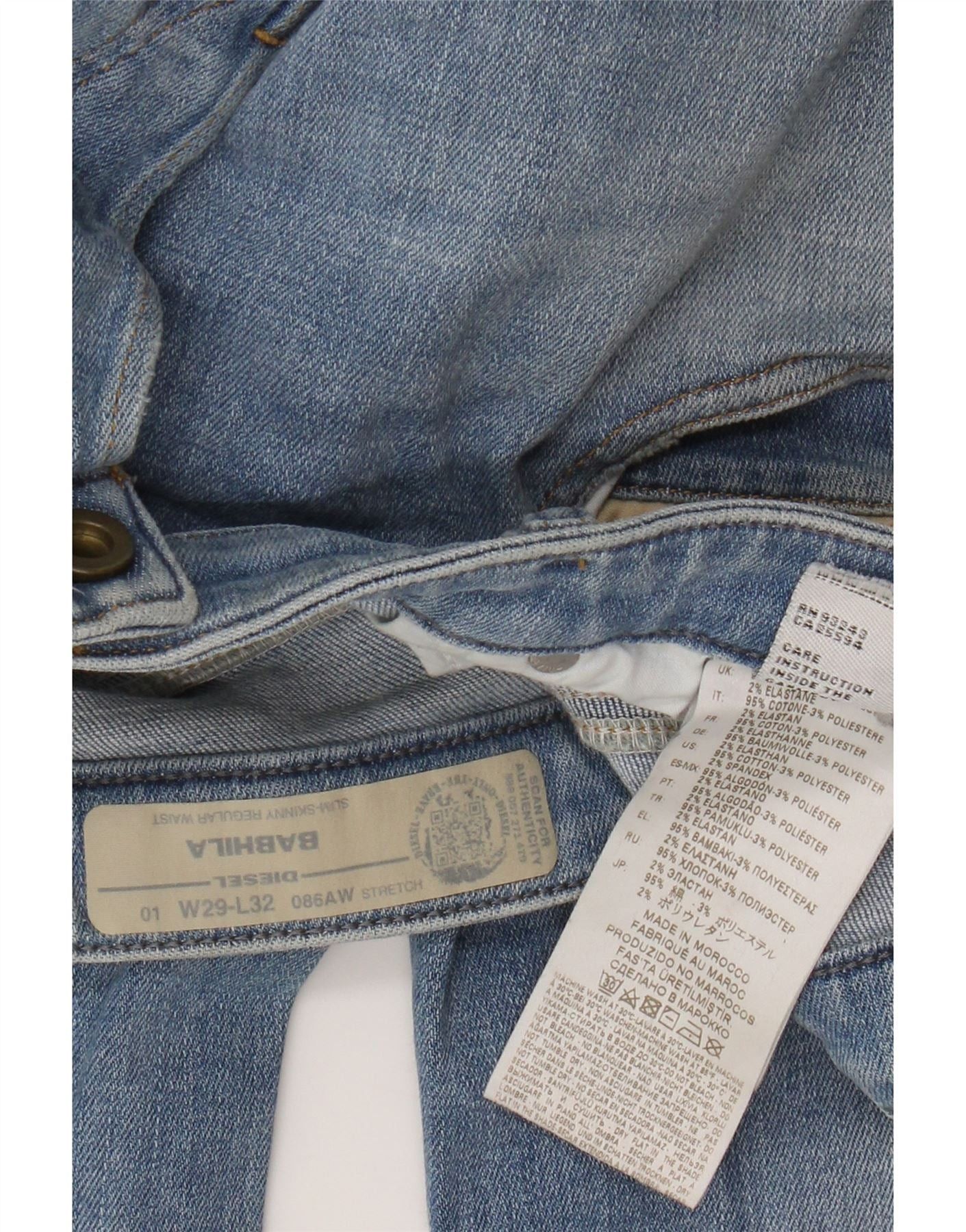 Diesel Womens Babhila Slim Skinny Jeans W29 L28 Blue Cotton Size 42" / US 20 - 3 Thumbnail
