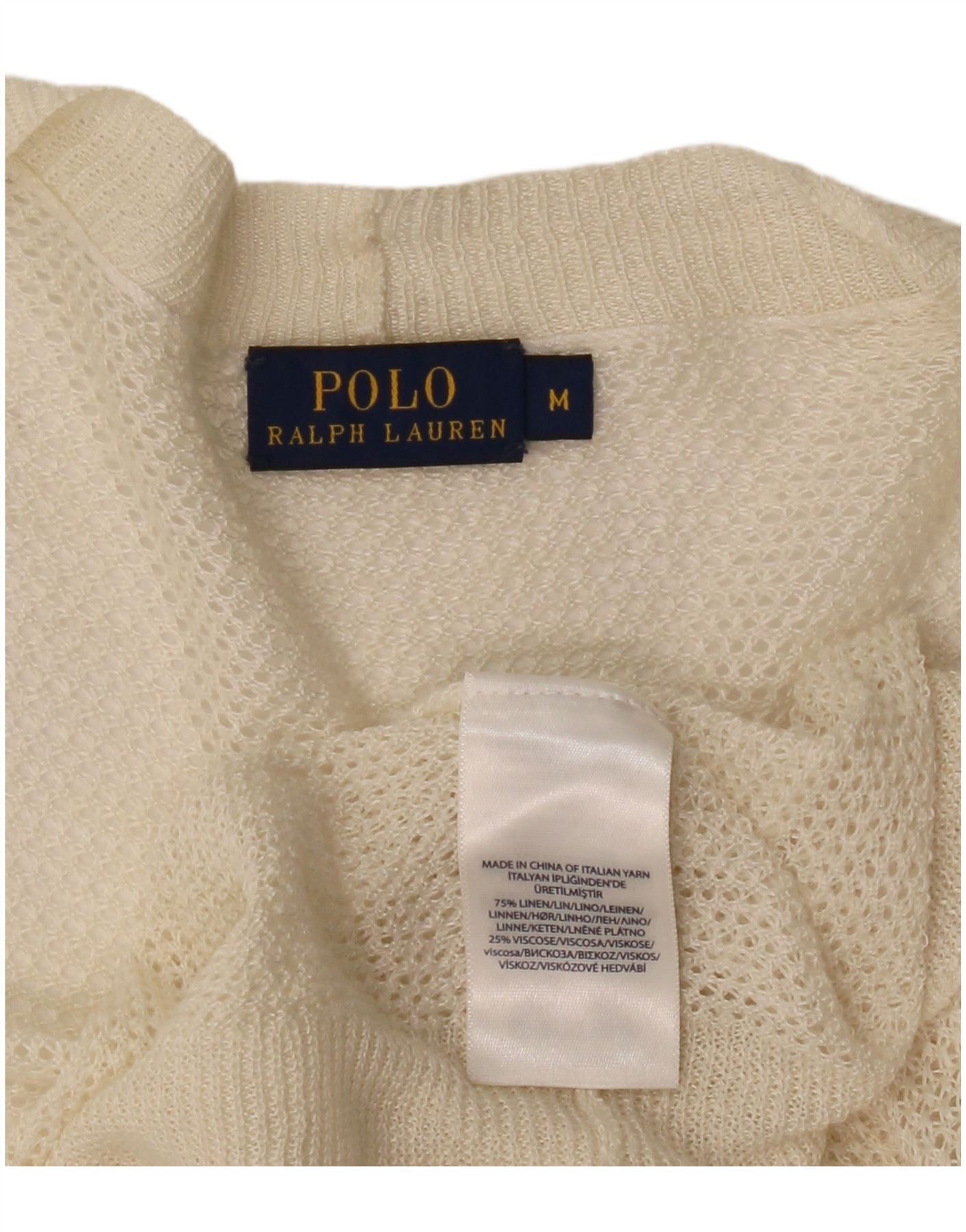 Polo Ralph Lauren Womens 3/4 Sleeve Cardigan Sweater UK 14 Medium Beige Size XXL / US 16-18 / IT 52-54 - 4 Thumbnail