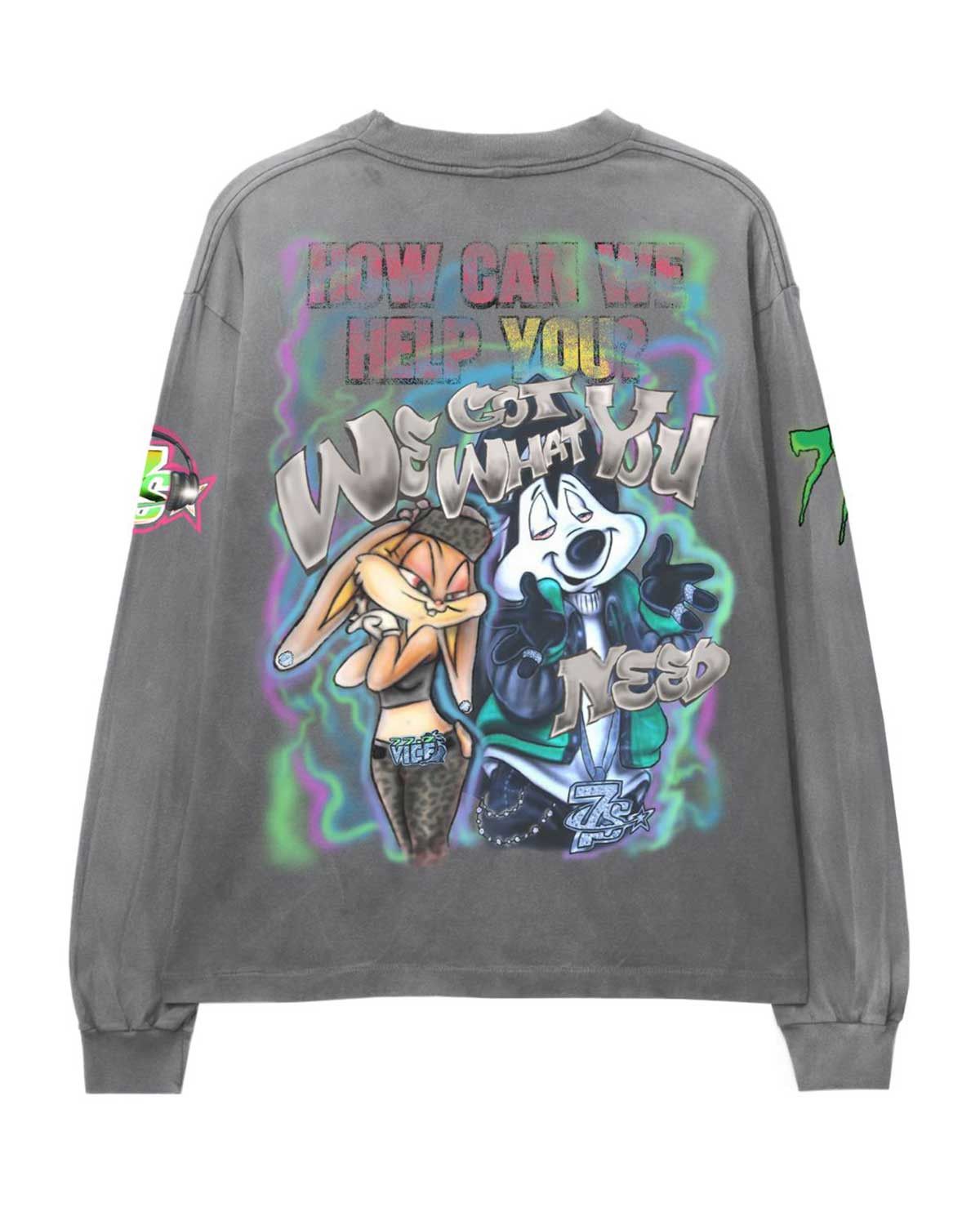 TRIPLE SEVENS Graffiti L/S Tee Concrete Grey Size US M / EU 48-50 / 2 - 2 Thumbnail