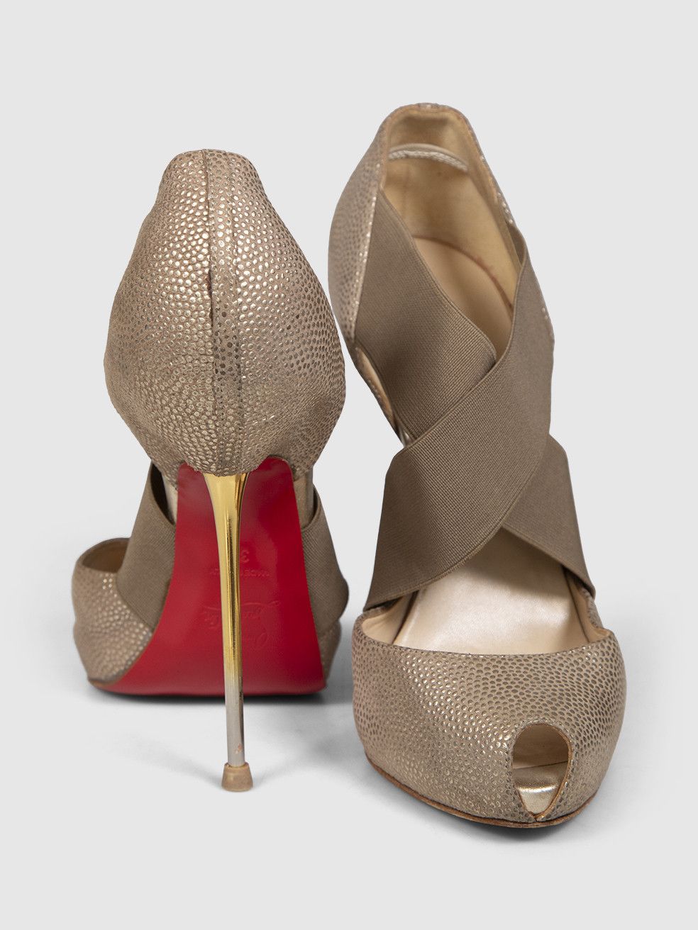 Christian Louboutin Gold Leather Big Dorcet High Heels Size US 9 / IT 39 - 4 Thumbnail