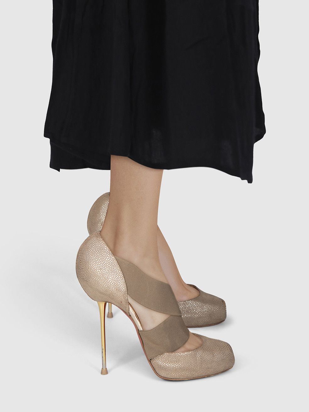 Christian Louboutin Gold Leather Big Dorcet High Heels Size US 9 / IT 39 - 2 Thumbnail