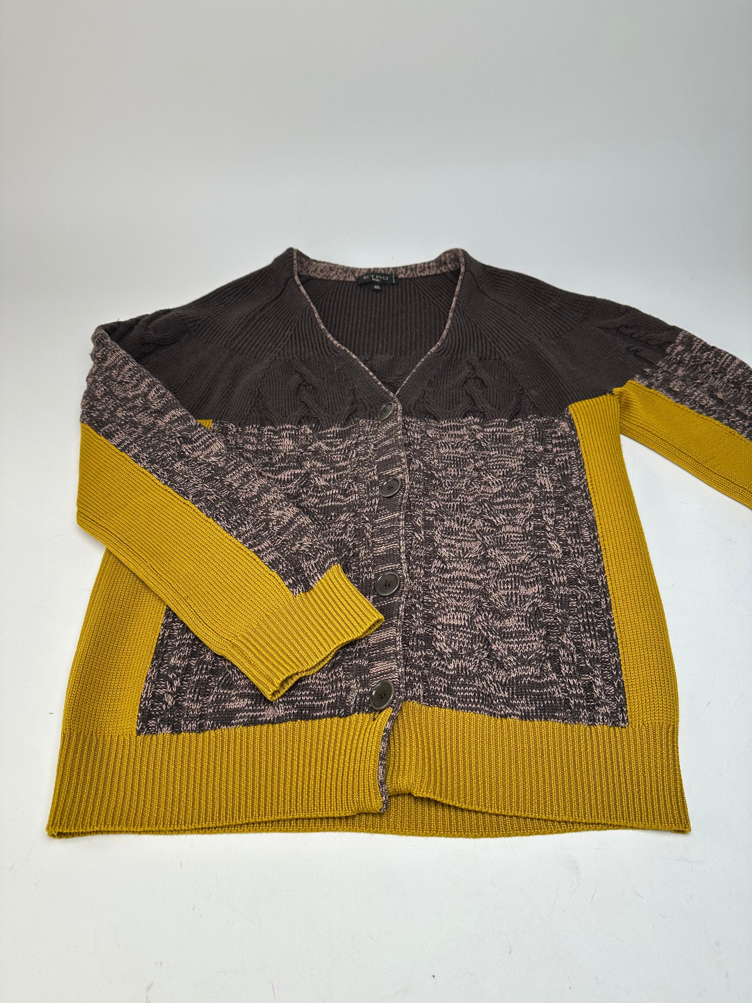 Etro Vintage Cardigan Brown Yellow M Size L / US 10 / IT 46 - 5 Thumbnail