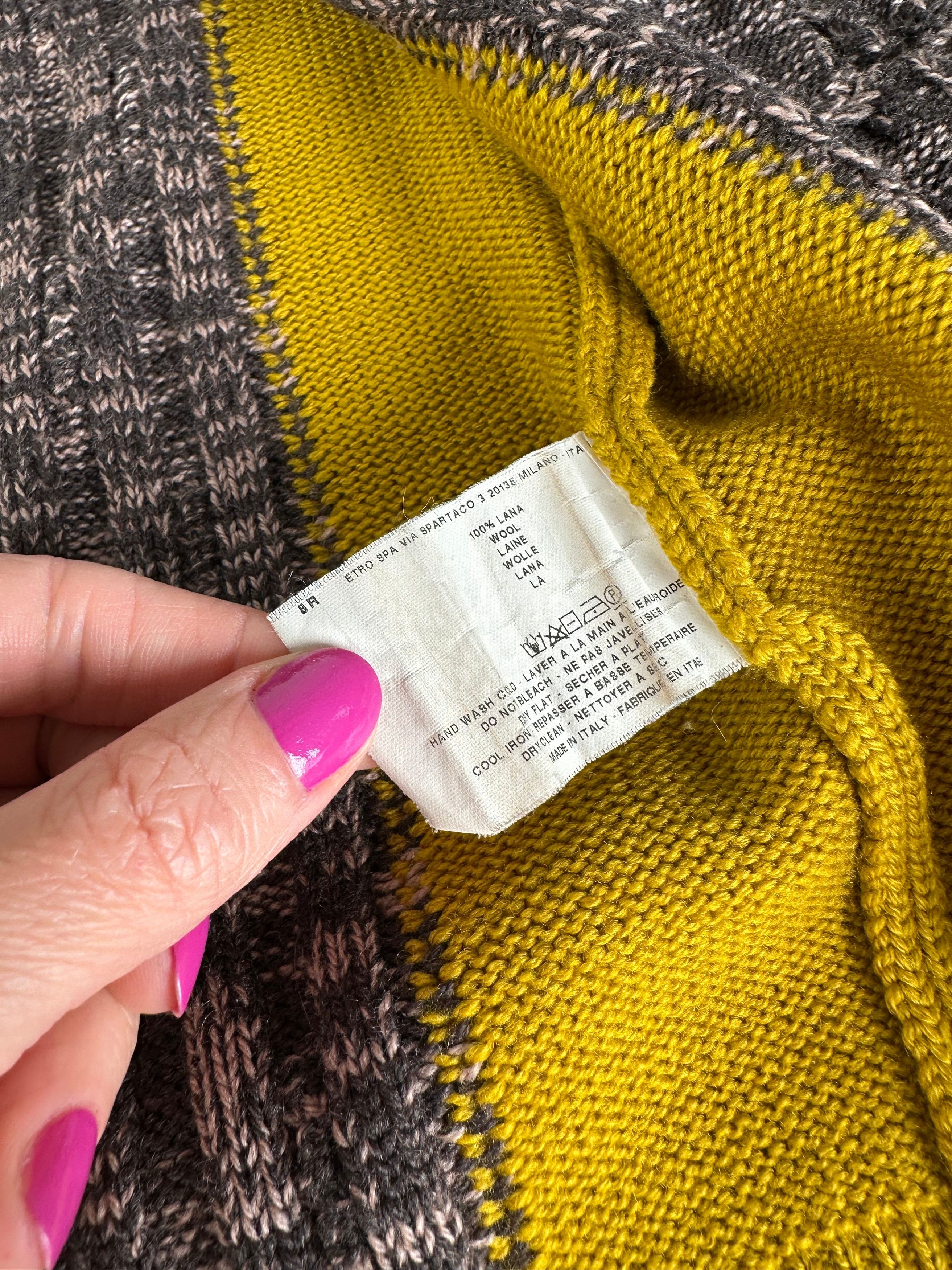 Etro Vintage Cardigan Brown Yellow M Size L / US 10 / IT 46 - 9 Thumbnail