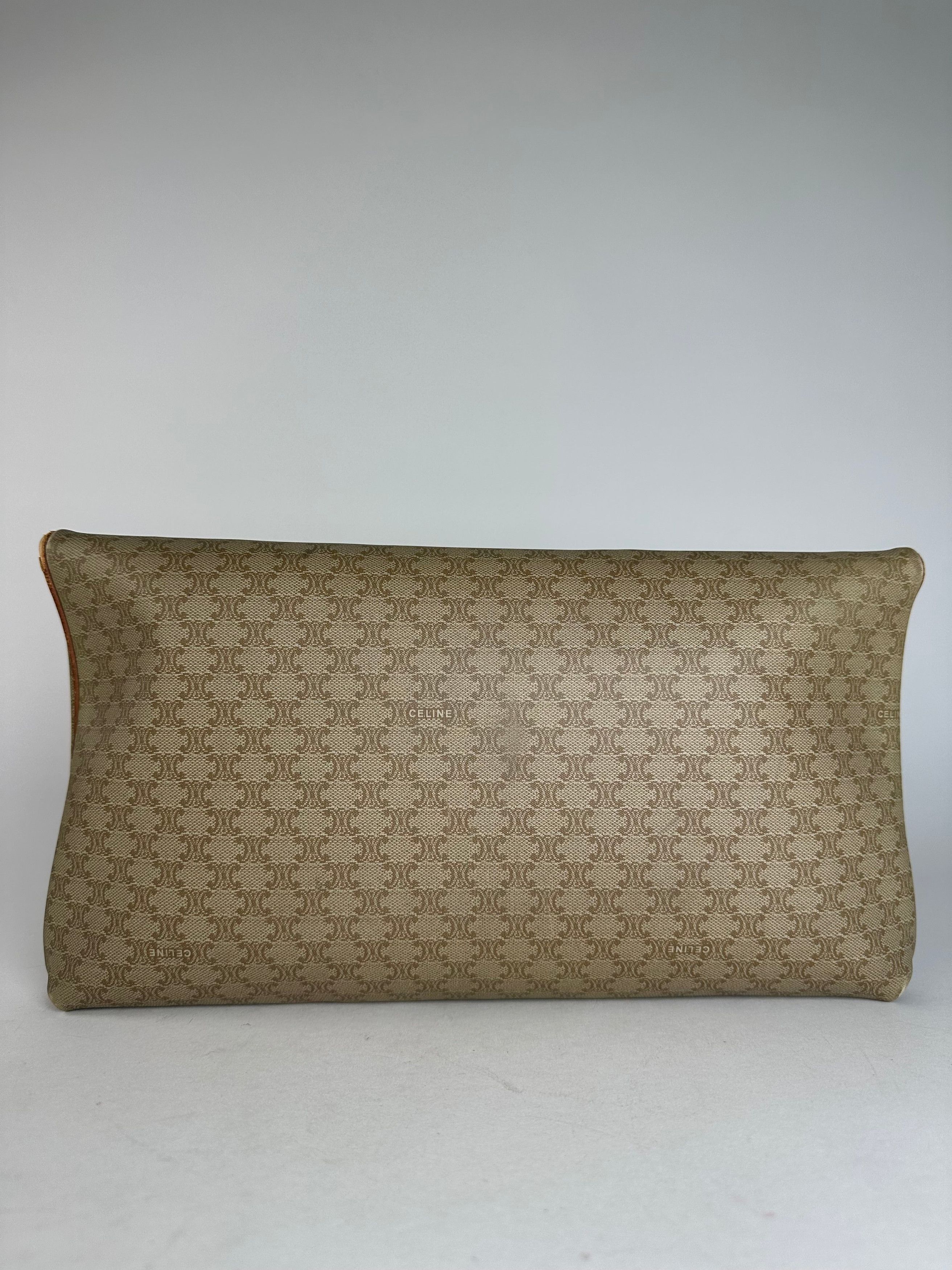 Celine Vintage Triomphe Monogram Leather Clutch Beige Brown Size ONE SIZE - 2 Thumbnail