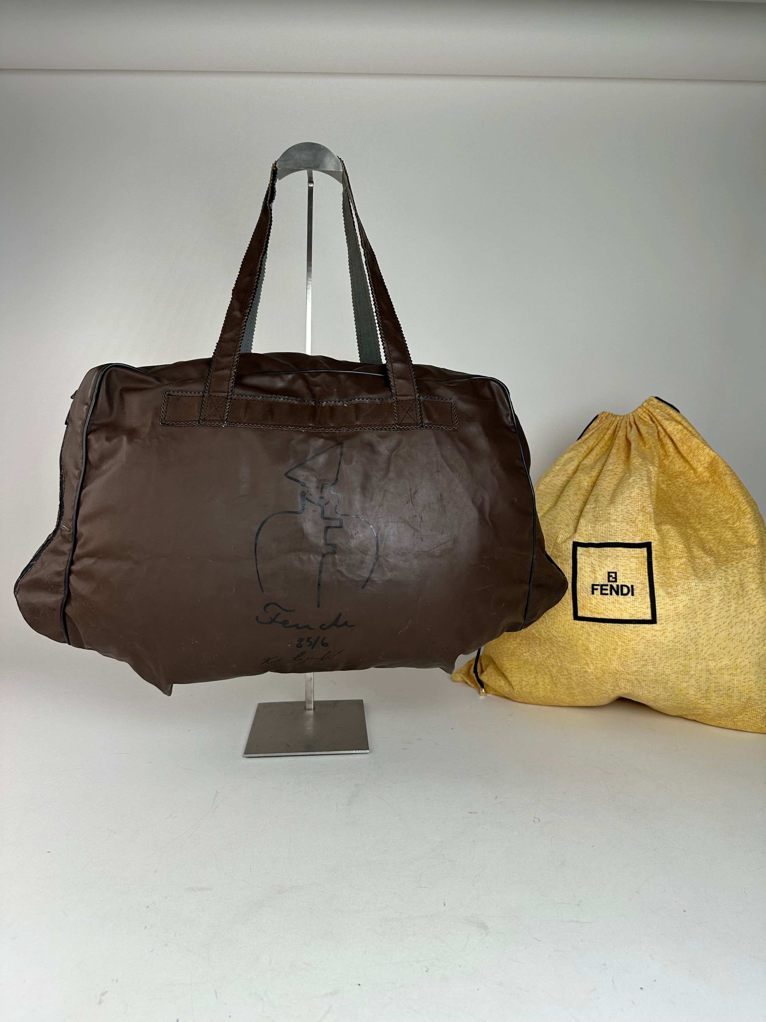 Fendi Vintage Polyester Leather Handbag Brown Size ONE SIZE - 2 Thumbnail
