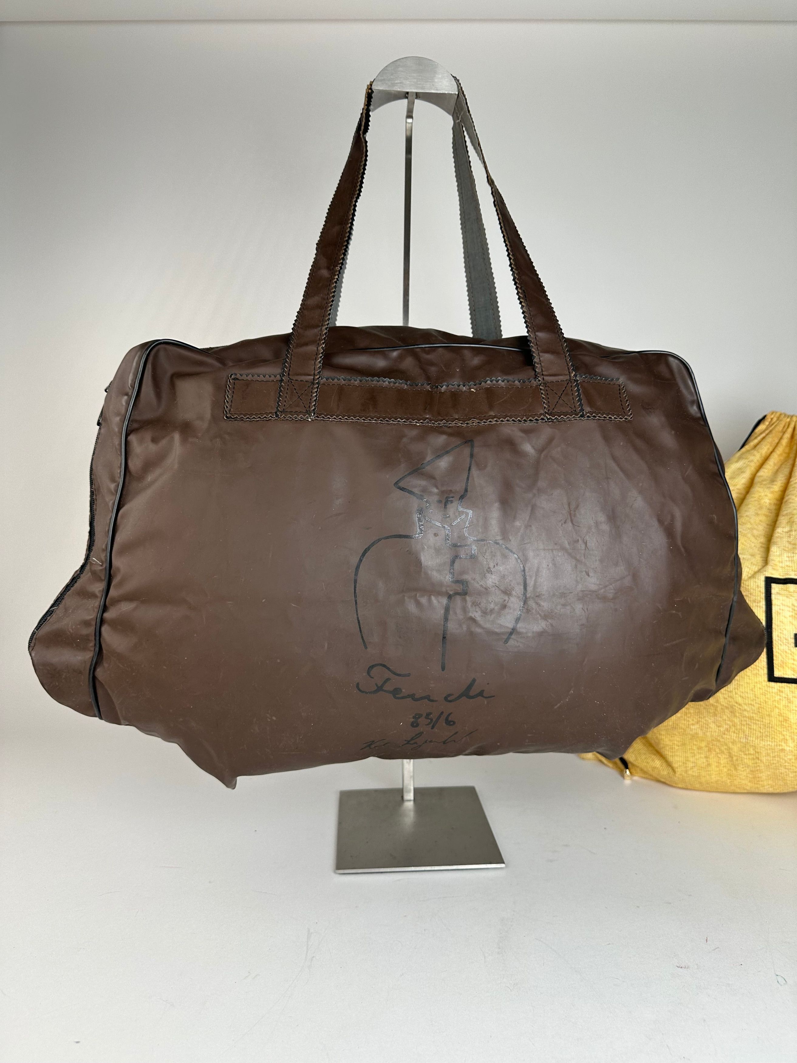 Fendi Vintage Polyester Leather Handbag Brown Size ONE SIZE - 11 Thumbnail