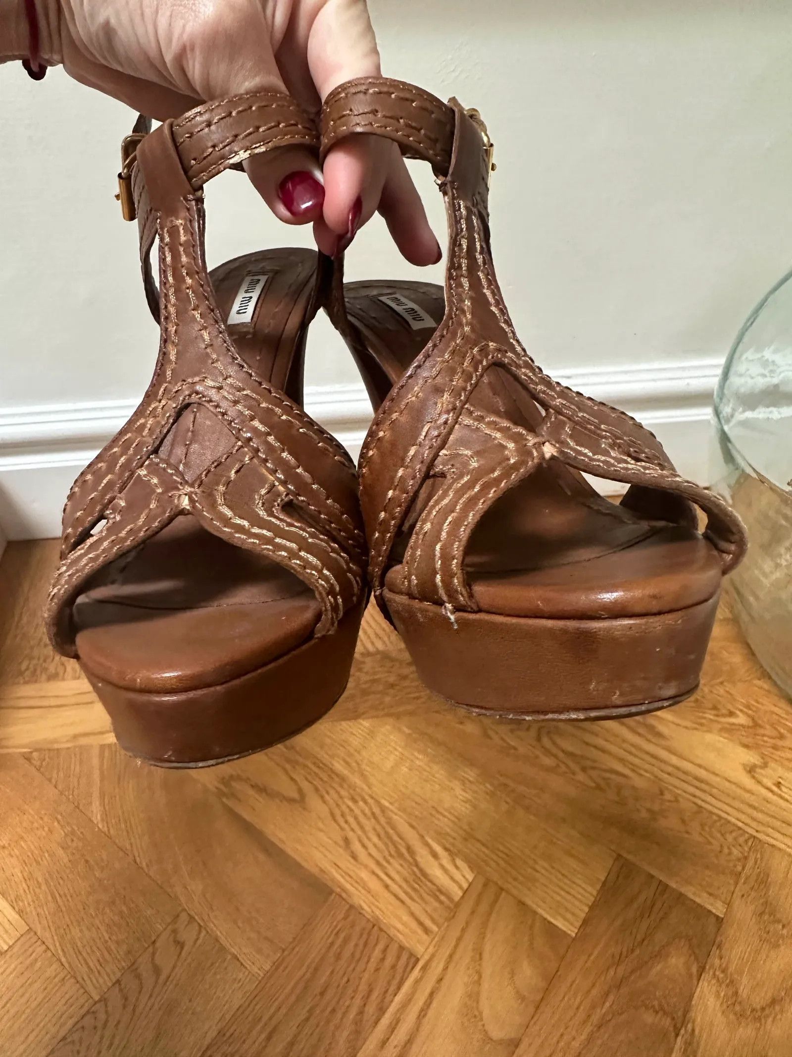 Miu Miu Miu Miu Calzature Donna Nappa Washed 8 Heels Size US 9.5 / IT 39.5 - 4 Thumbnail
