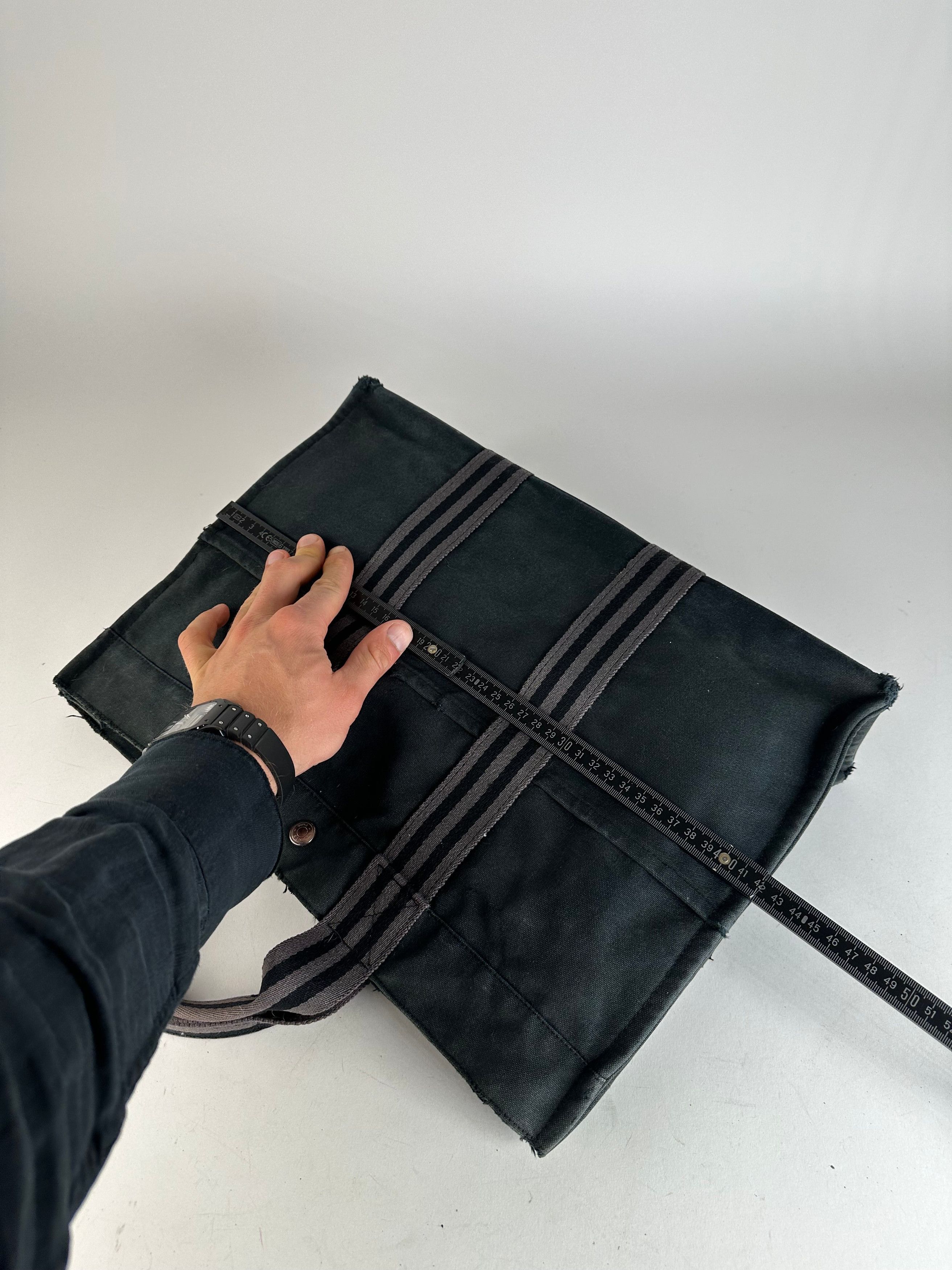 Other Vintage Hermes Canvas Tote Bag Black Grey Size ONE SIZE - 10 Thumbnail