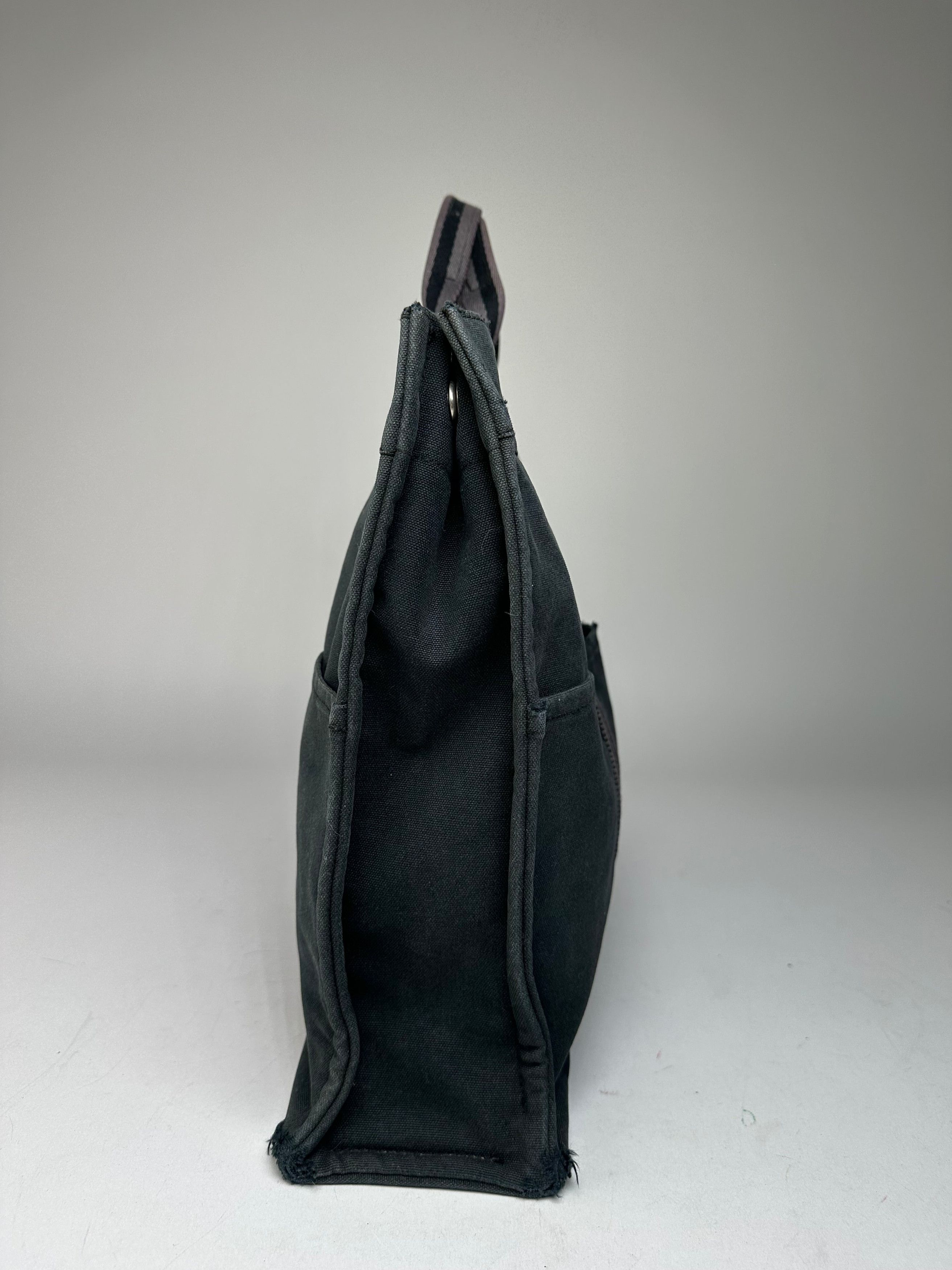 Other Vintage Hermes Canvas Tote Bag Black Grey Size ONE SIZE - 9 Thumbnail