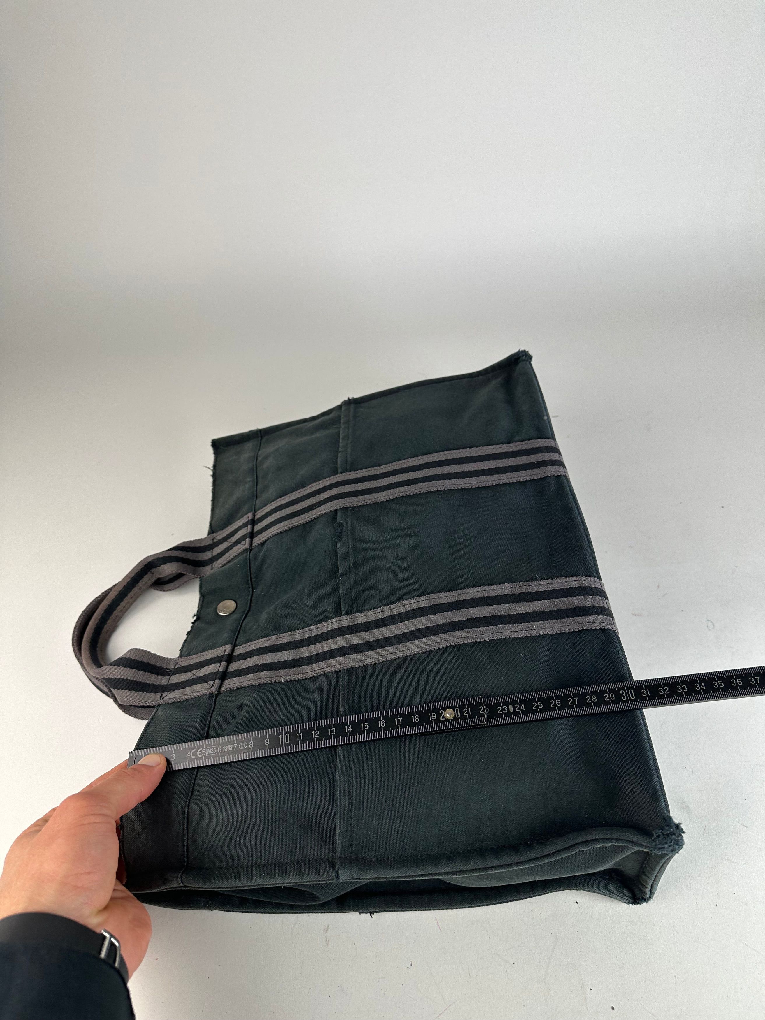 Other Vintage Hermes Canvas Tote Bag Black Grey Size ONE SIZE - 11 Thumbnail