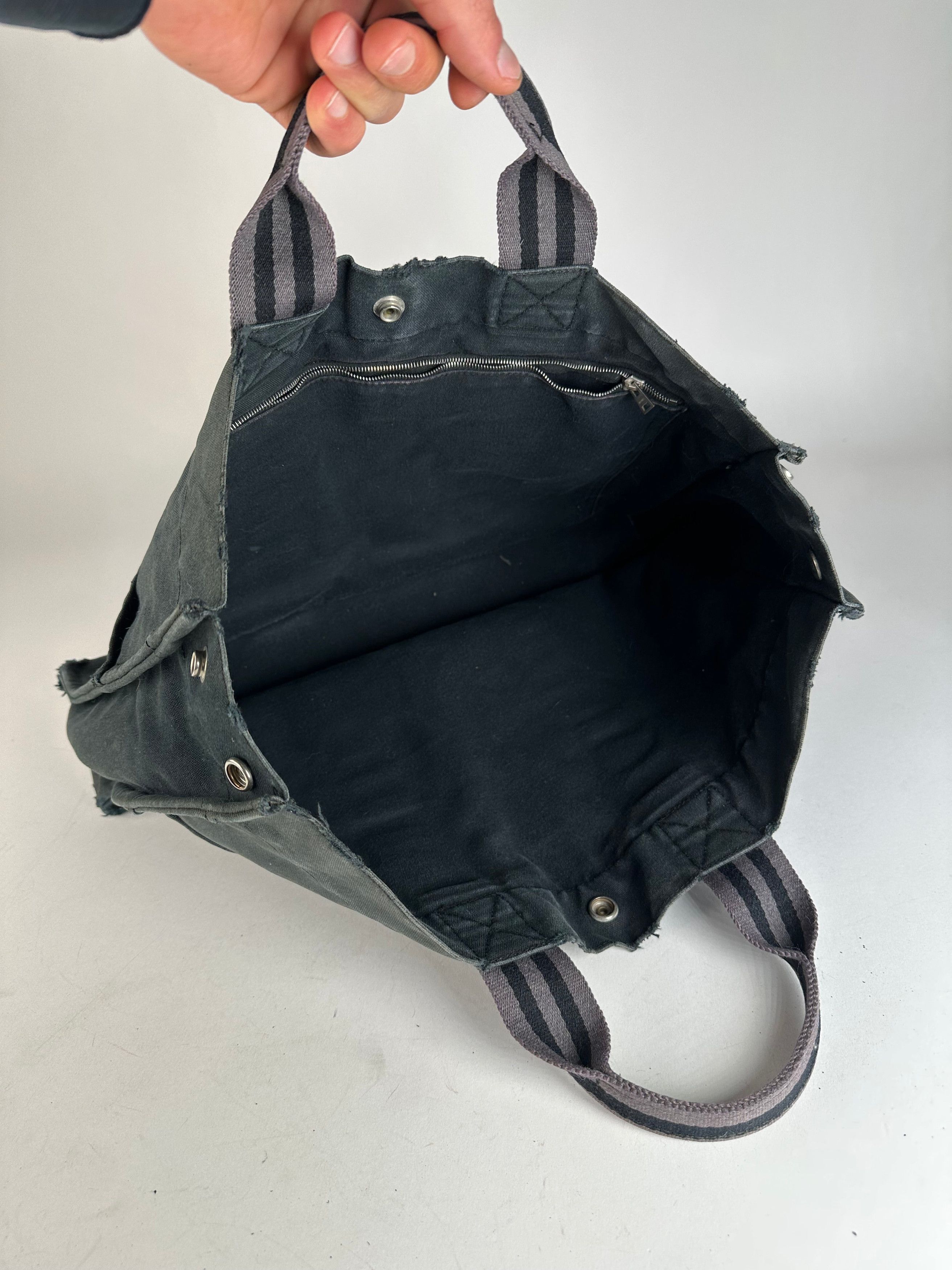 Other Vintage Hermes Canvas Tote Bag Black Grey Size ONE SIZE - 3 Thumbnail