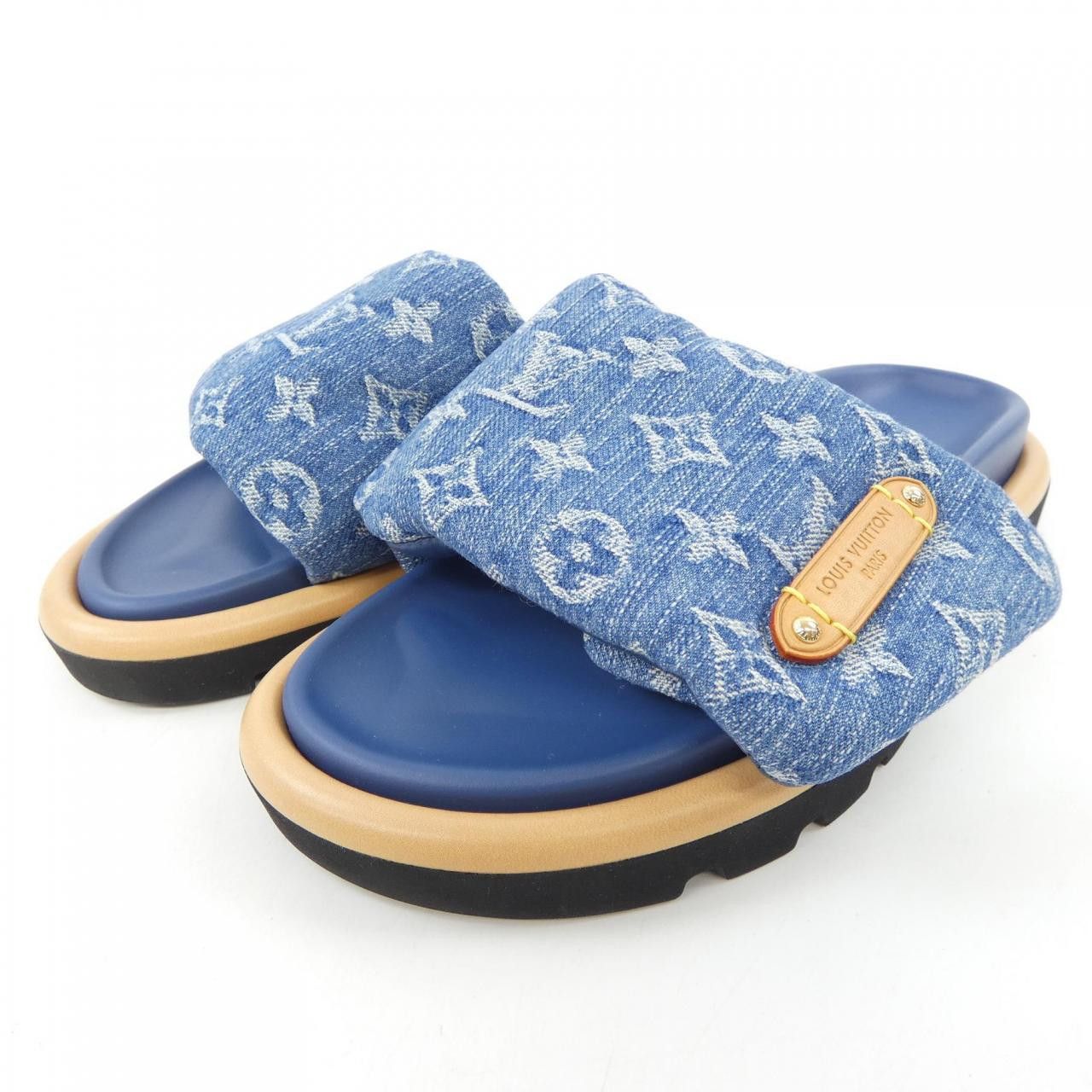 Louis Vuitton Louis Vuitton Louis Vuitton Pool Pillow Line Mule Monogram Denim Sandals Textile Shoes DUTY FREE for USA Size ONE SIZE - 3 Thumbnail