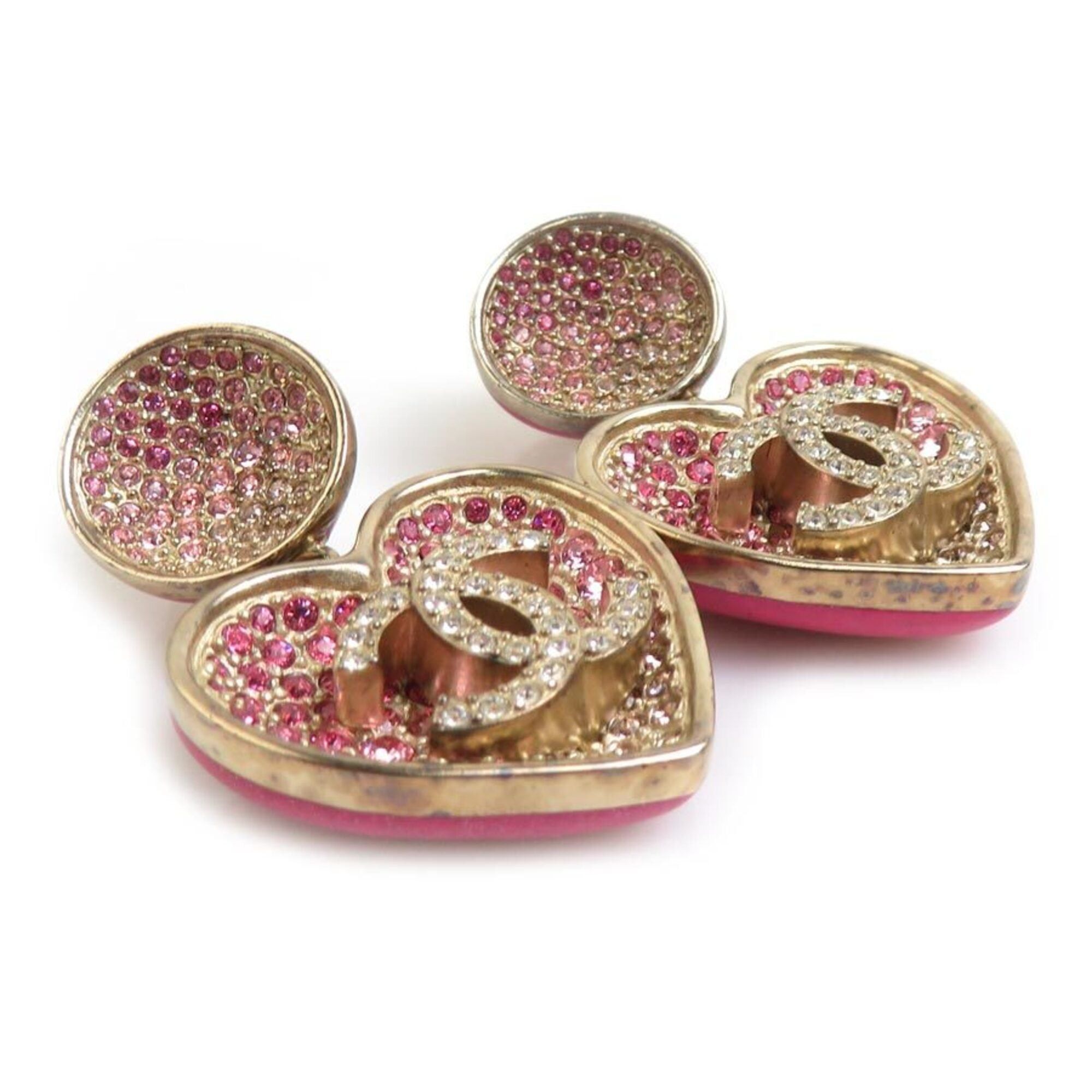 Chanel Chanel earrings, metal, rhinestone, pink gold, women's, r11122a Size ONE SIZE - 2 Thumbnail