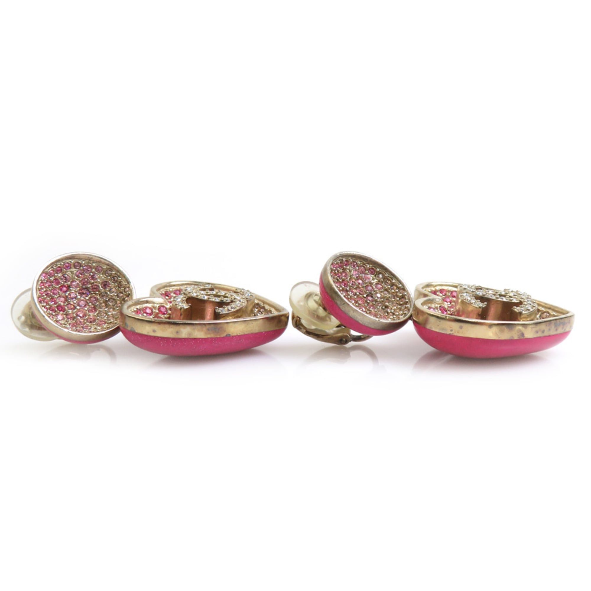 Chanel Chanel earrings, metal, rhinestone, pink gold, women's, r11122a Size ONE SIZE - 3 Thumbnail