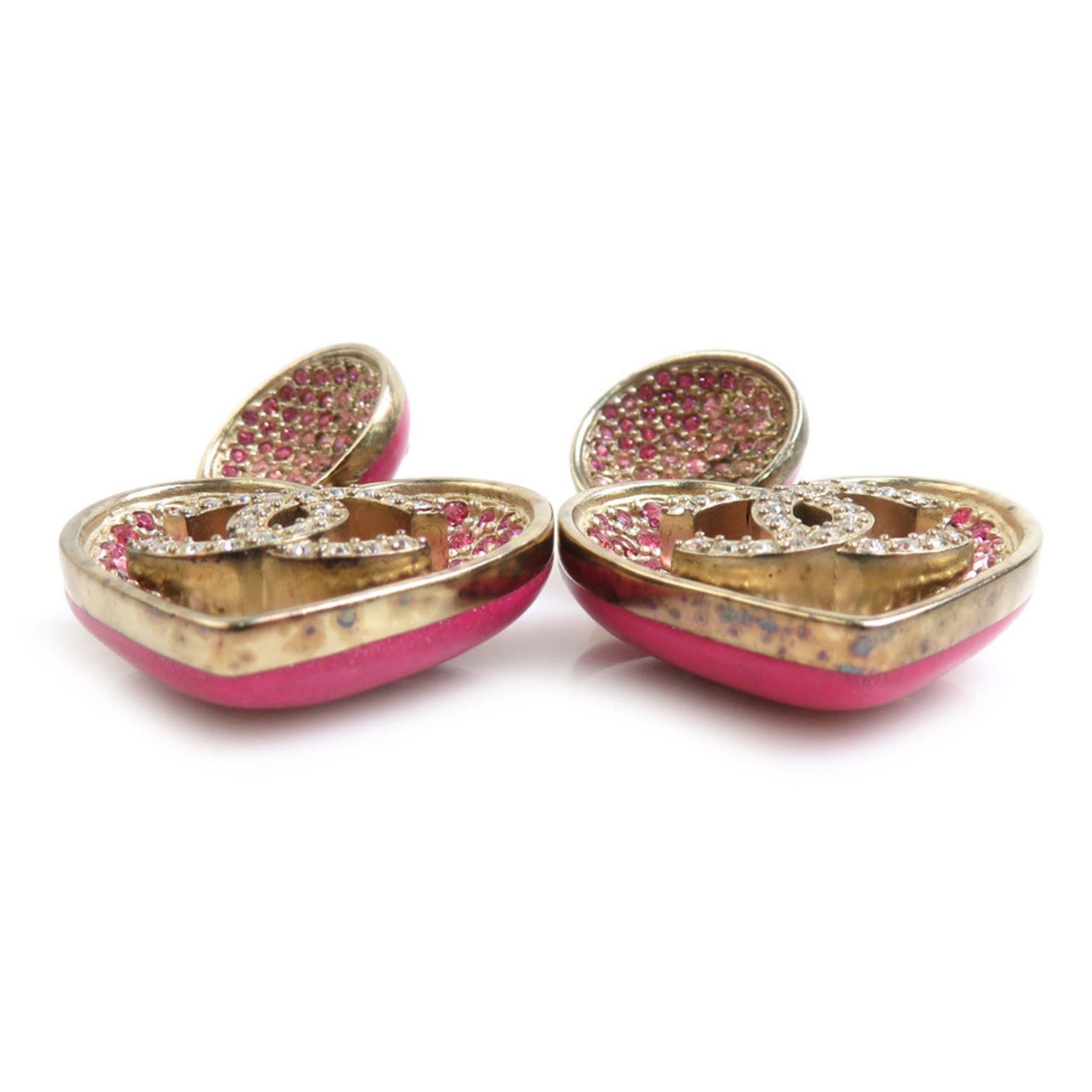 Chanel Chanel earrings, metal, rhinestone, pink gold, women's, r11122a Size ONE SIZE - 4 Thumbnail