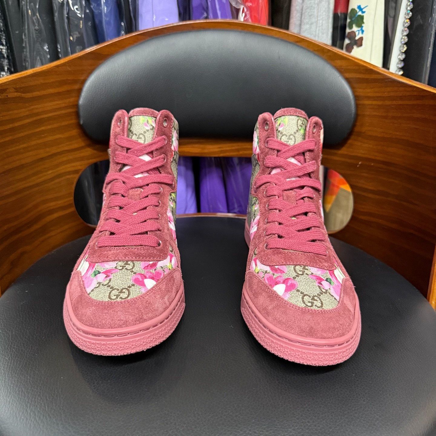 Gucci Gucci Floral Red Hitop Sneakers us_6 Women Size US 6 / IT 36 - 2 Thumbnail