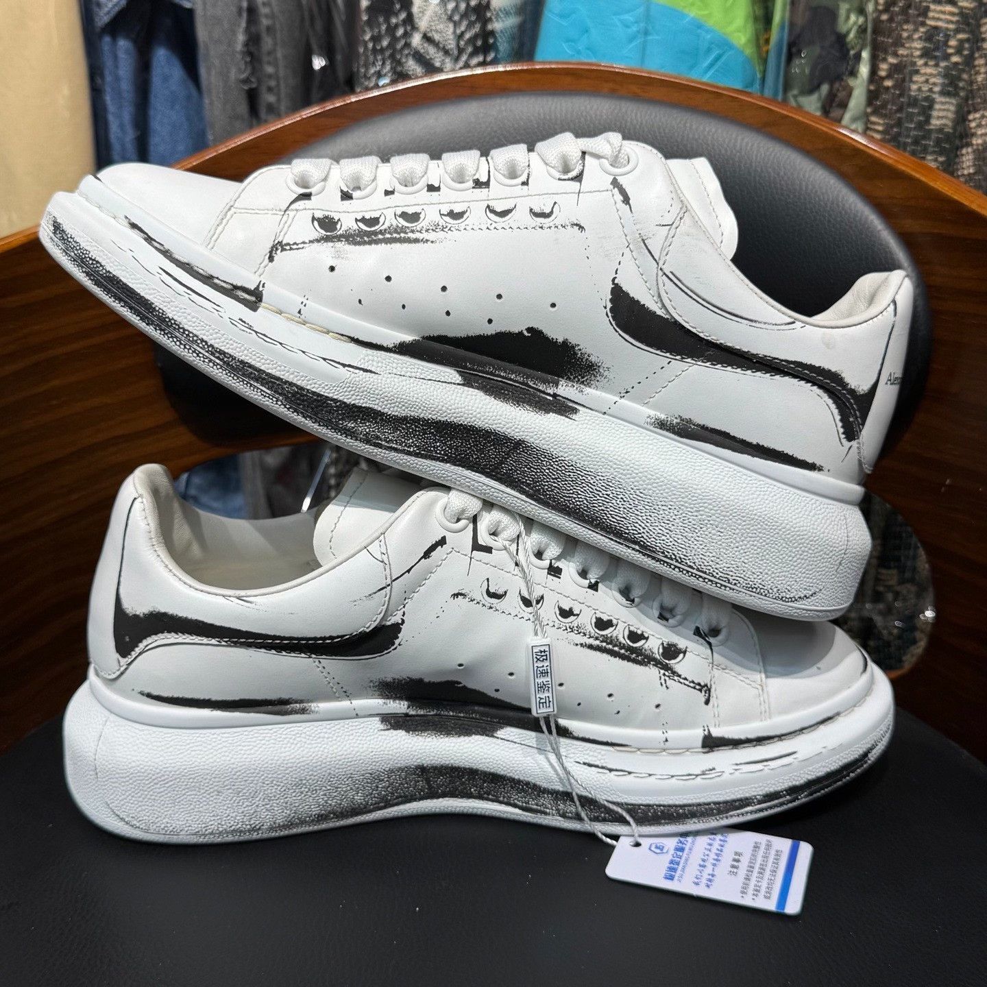 Alexander McQueen Graphic White Lowtop Sneakers 6.5 Men Size US 6.5 / EU 39-40 - 7 Thumbnail