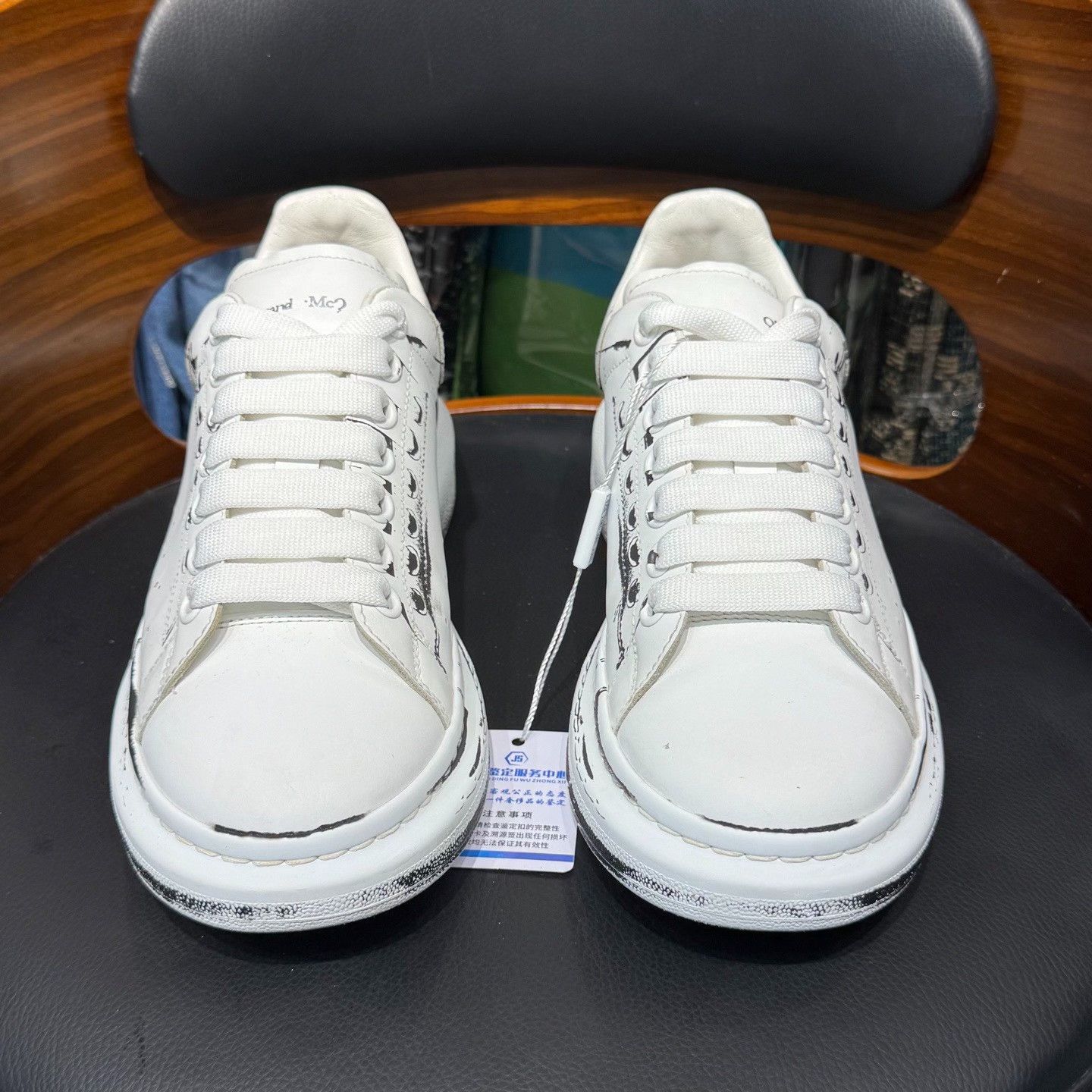 Alexander McQueen Graphic White Lowtop Sneakers 6.5 Men Size US 6.5 / EU 39-40 - 2 Thumbnail