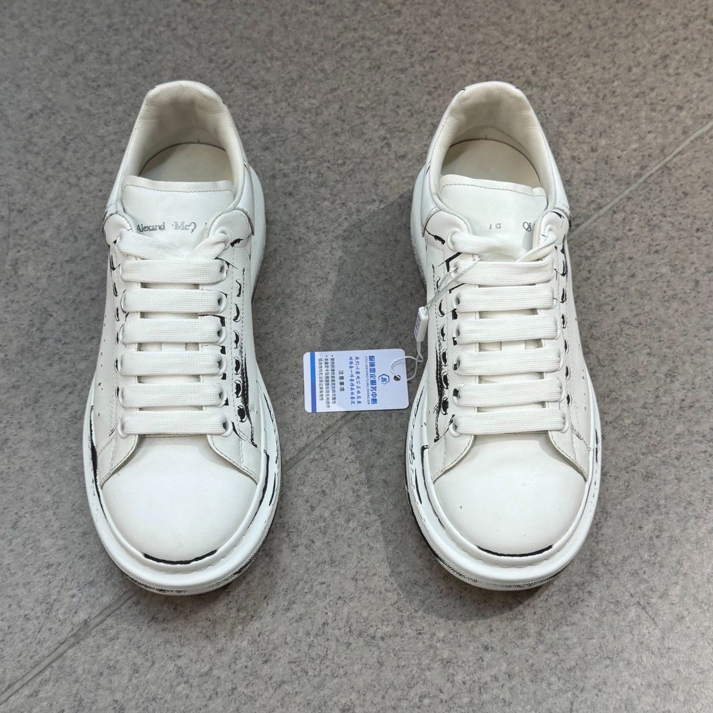 Alexander McQueen Graphic White Lowtop Sneakers 6.5 Men Size US 6.5 / EU 39-40 - 5 Thumbnail