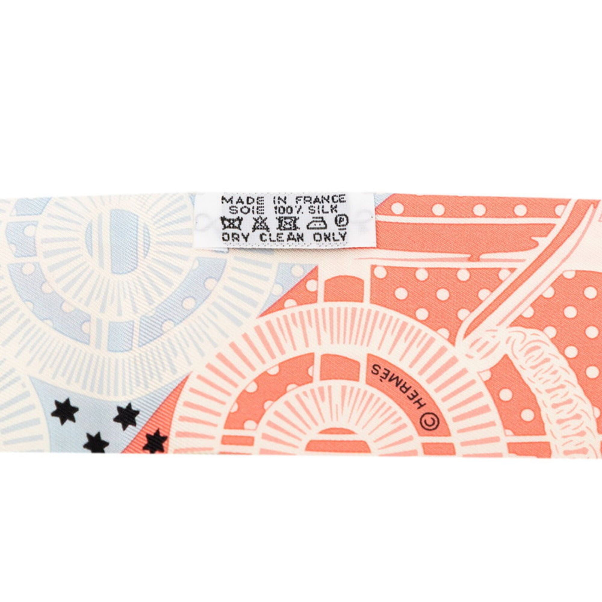 Hermes Hermes Twilly EPERON D'OR CUT Scarf/Muffler, Pink/Blue, Silk, Women's Size ONE SIZE - 6 Thumbnail