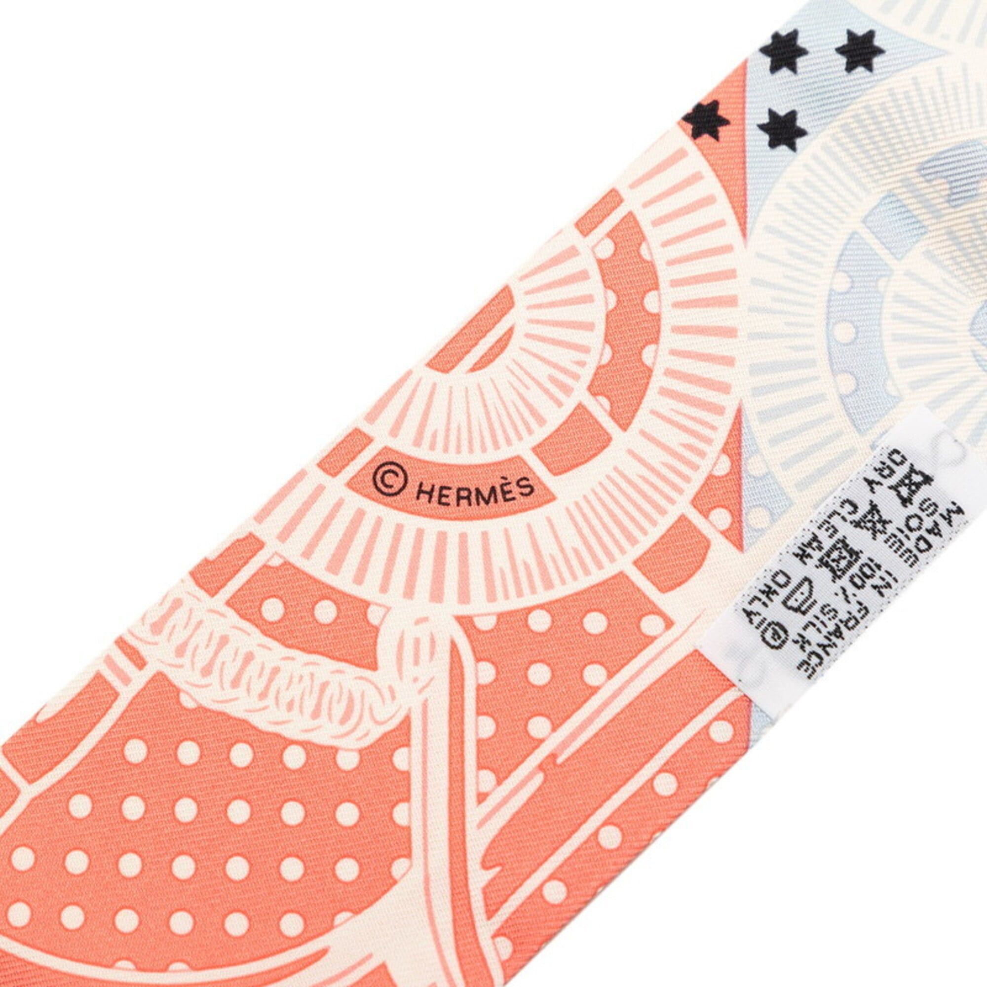 Hermes Hermes Twilly EPERON D'OR CUT Scarf/Muffler, Pink/Blue, Silk, Women's Size ONE SIZE - 5 Thumbnail