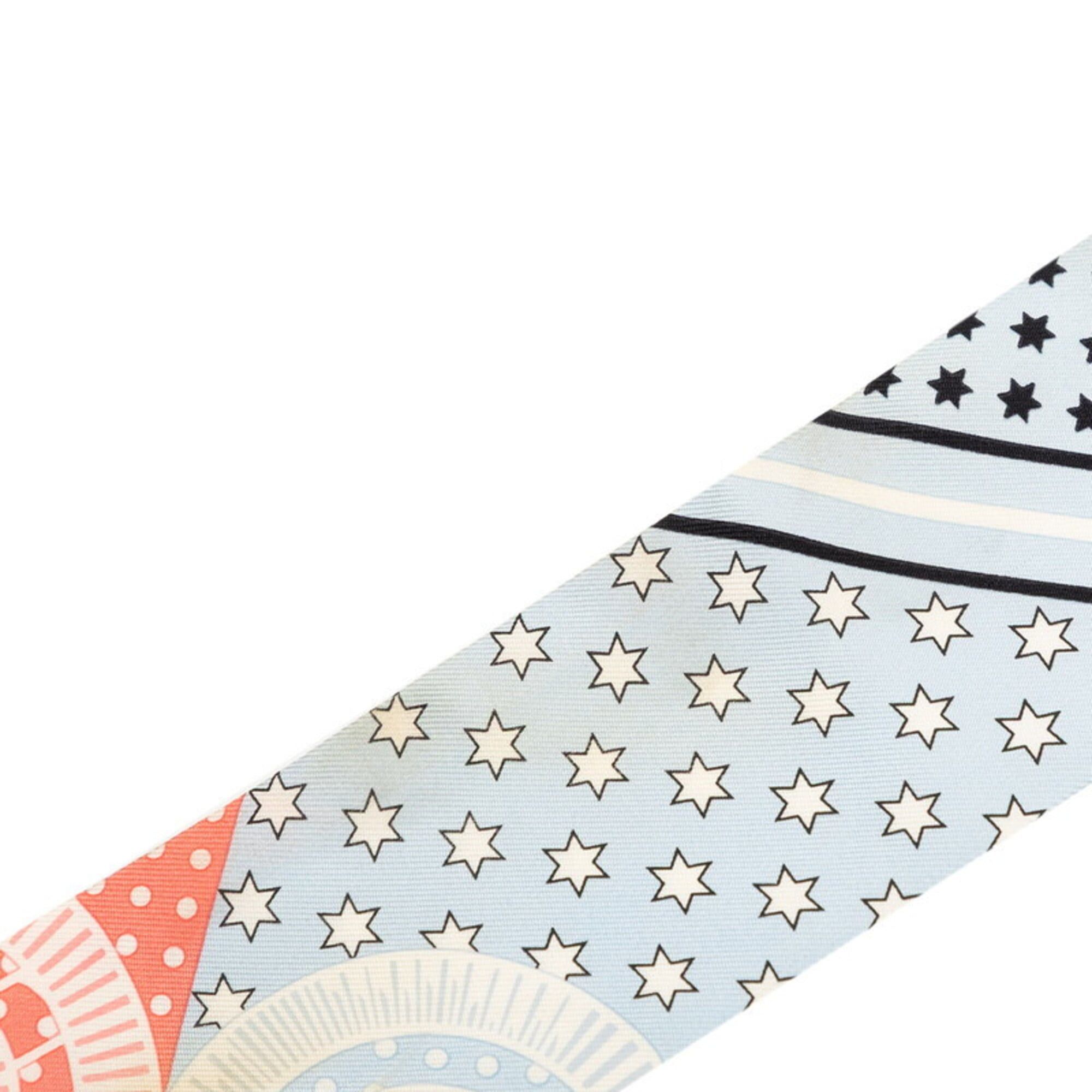 Hermes Hermes Twilly EPERON D'OR CUT Scarf/Muffler, Pink/Blue, Silk, Women's Size ONE SIZE - 4 Thumbnail