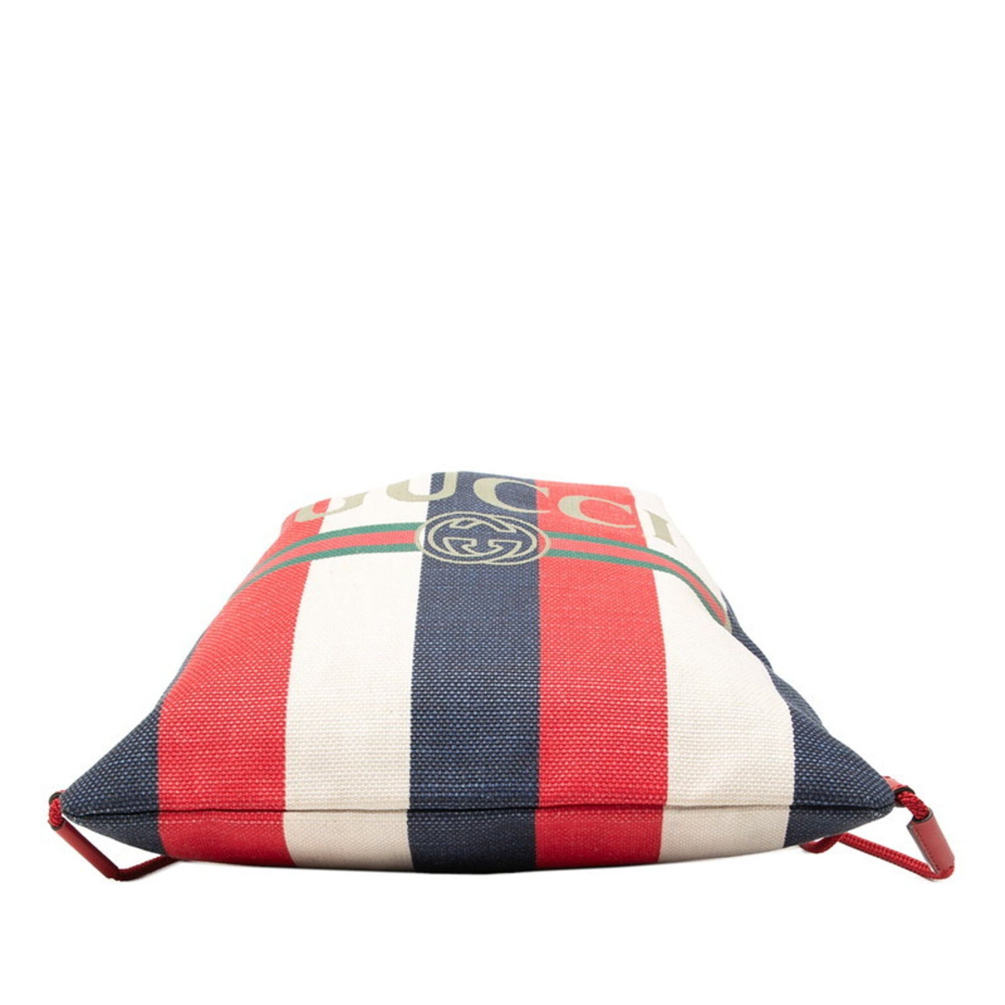Gucci Gucci Low-Ring Medium Backpack 473872 Red White Blue Canvas Women's GUCCI Size ONE SIZE - 3 Thumbnail
