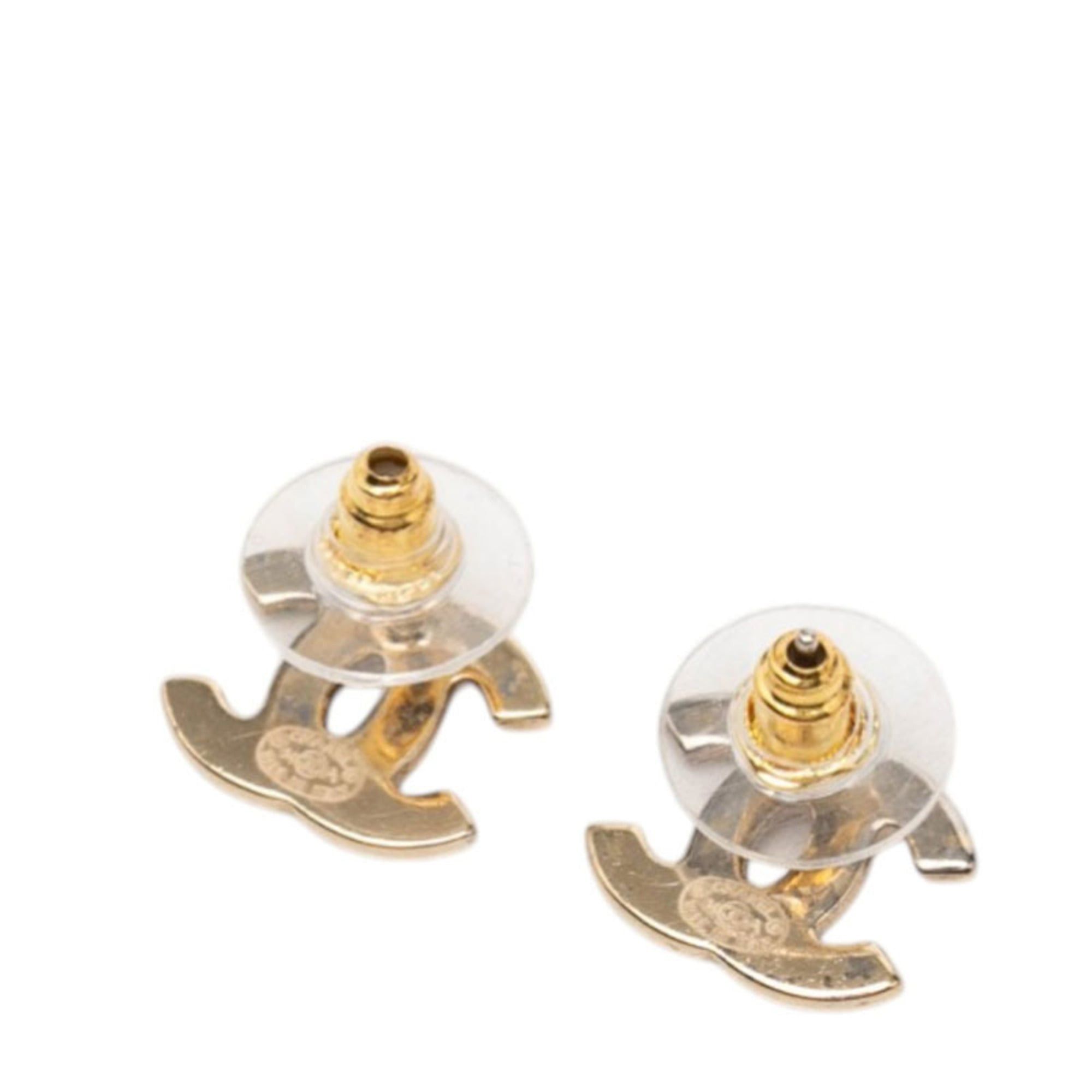 Chanel Chanel Coco Mark Stud Earrings 94A Gold Multicolor Plated Rhinestones Women's CHANEL Size ONE SIZE - 2 Thumbnail