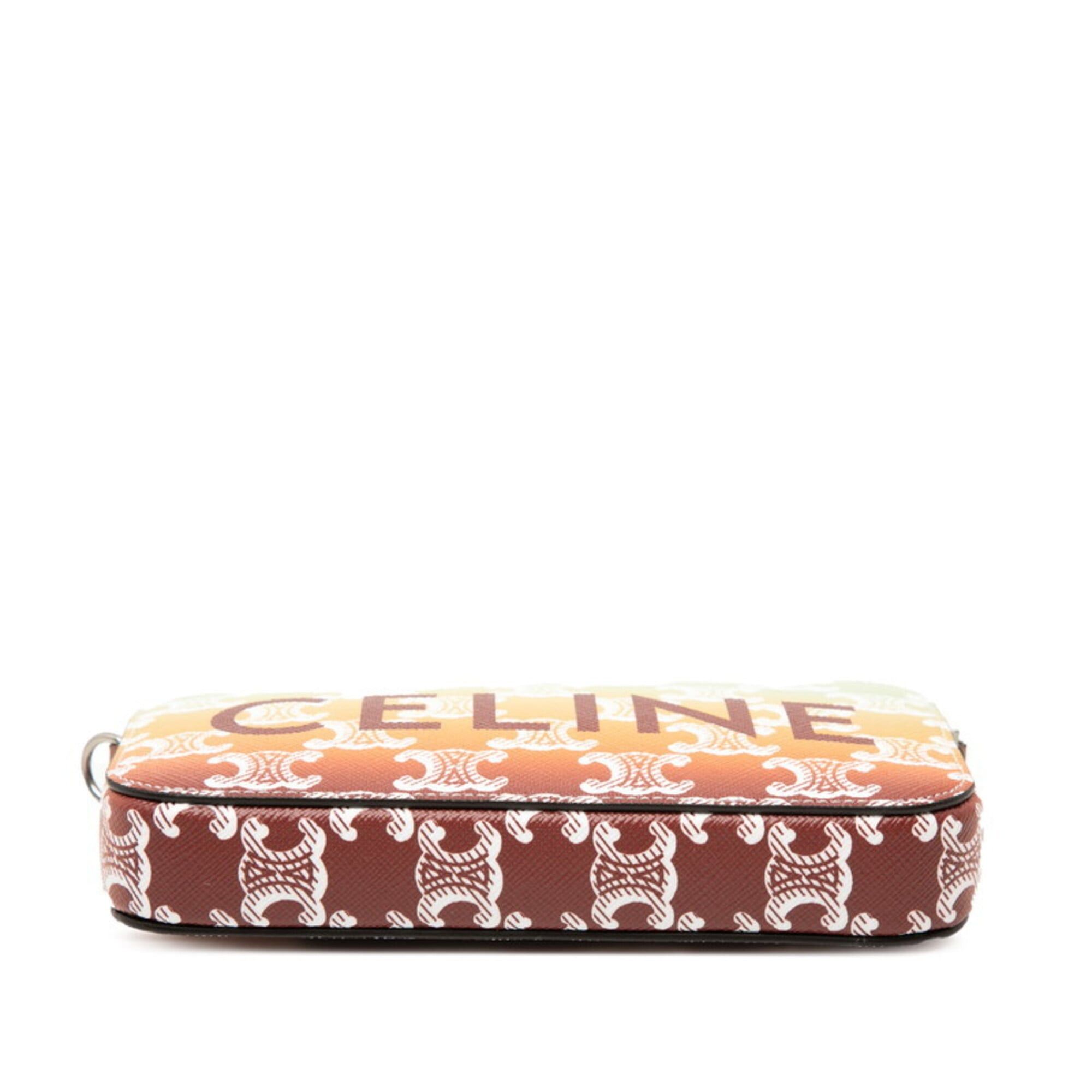 Celine Celine Triomphe Horizontal Handbag Pouch Crossbody Shoulder Bag 10L272GE3 Brown Multicolor Leather Women's CELINE Size ONE SIZE - 3 Thumbnail