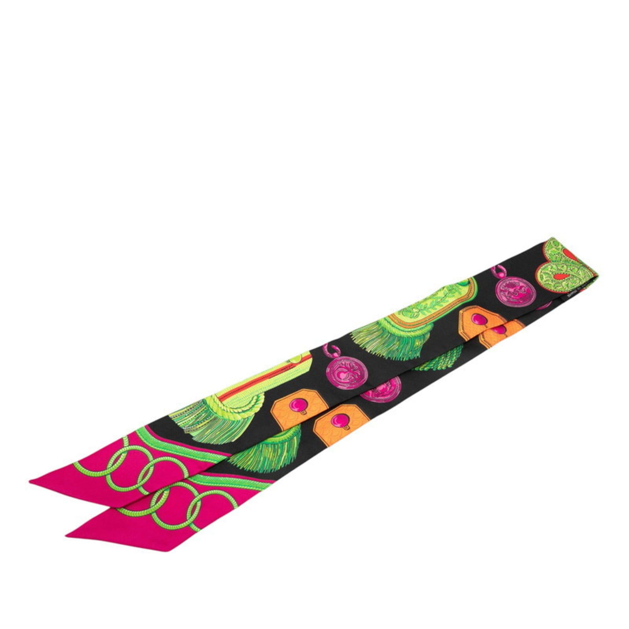 Hermes Hermes Twilly Epaulettes Shoulder Strap Scarf Muffler Black Multicolor Silk Women's HERMES Size ONE SIZE - 2 Thumbnail