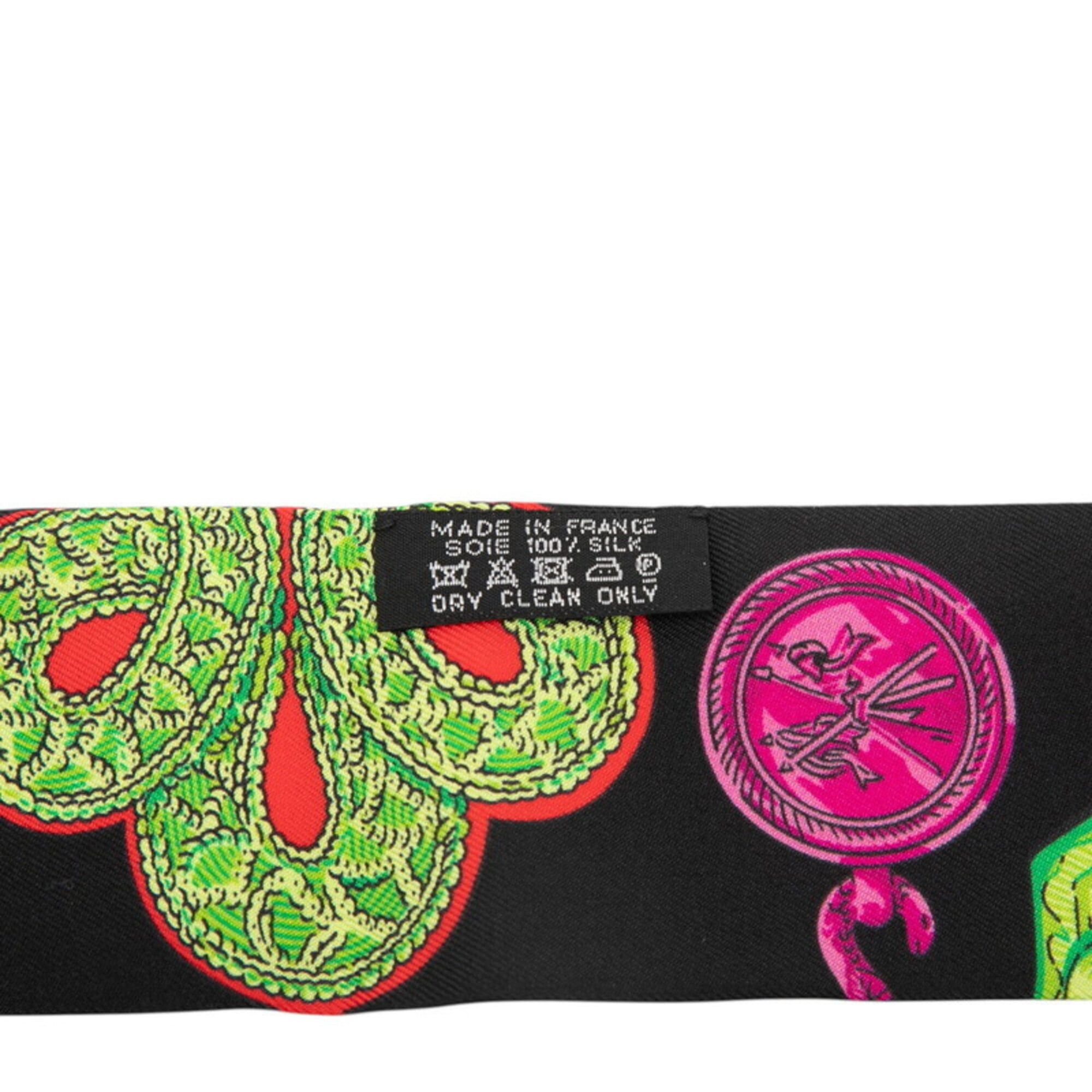 Hermes Hermes Twilly Epaulettes Shoulder Strap Scarf Muffler Black Multicolor Silk Women's HERMES Size ONE SIZE - 5 Thumbnail