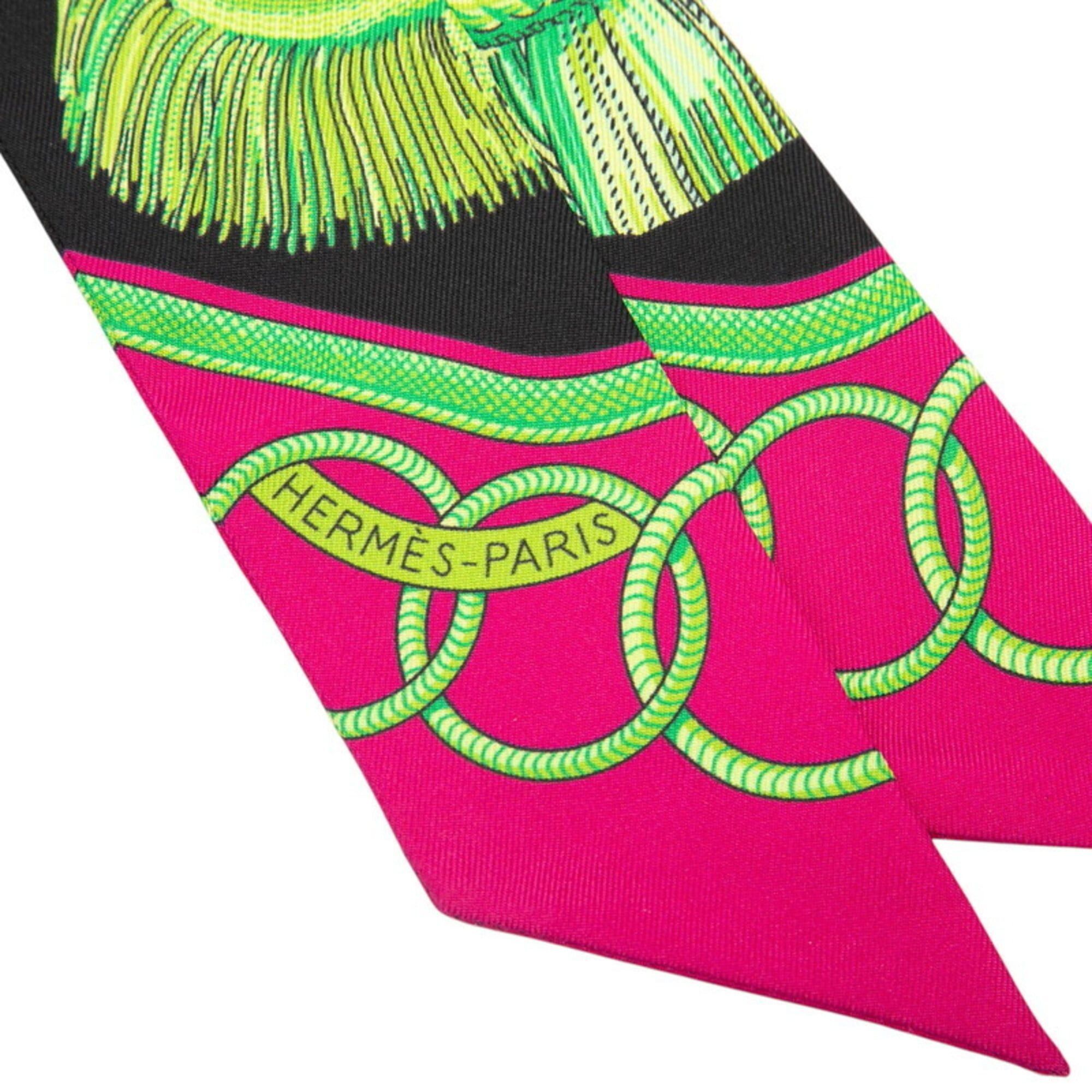 Hermes Hermes Twilly Epaulettes Shoulder Strap Scarf Muffler Black Multicolor Silk Women's HERMES Size ONE SIZE - 3 Thumbnail