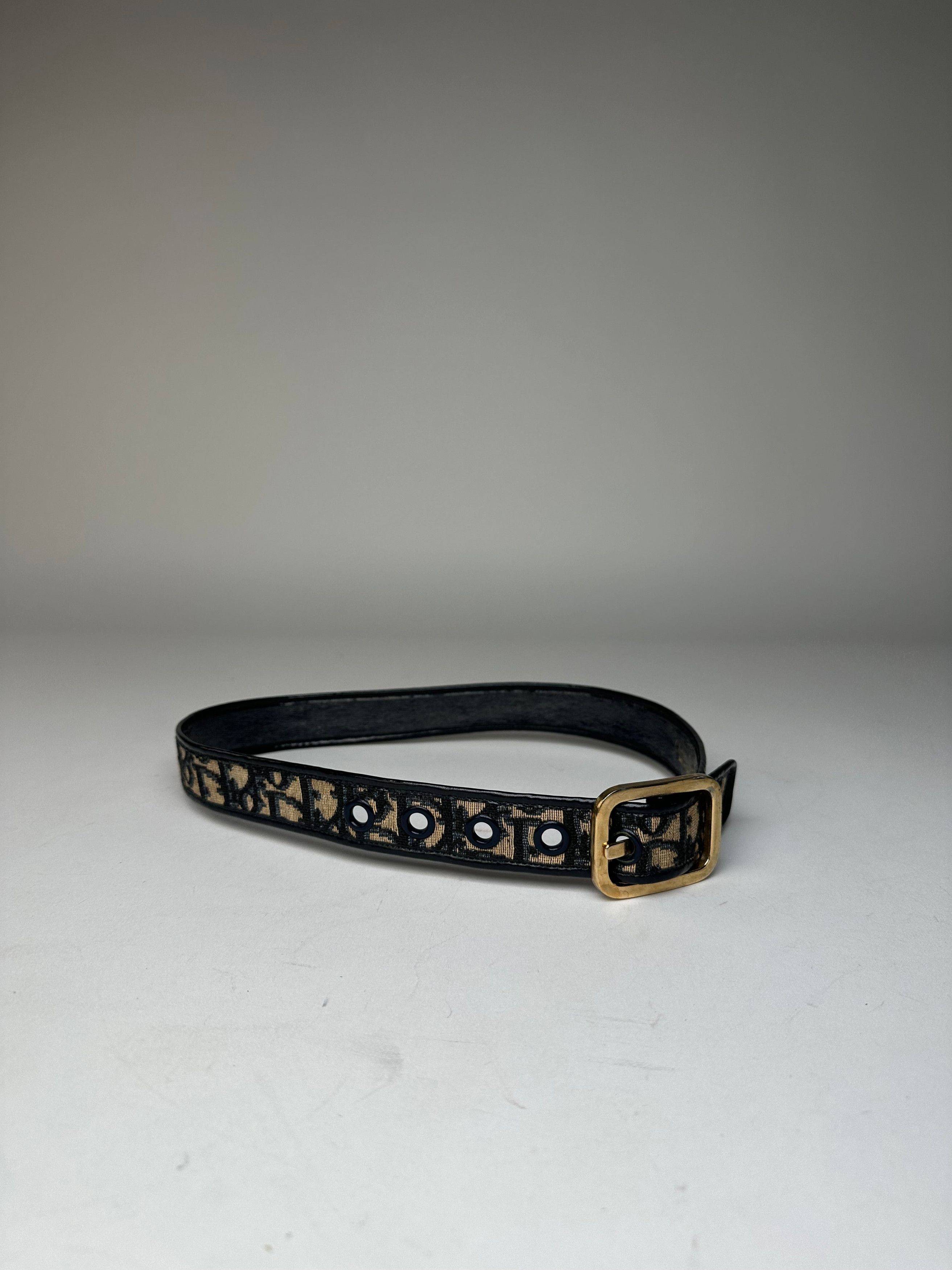 Dior Vintage Oblique Monogram Belt Navy Beige Size ONE SIZE - 10 Thumbnail