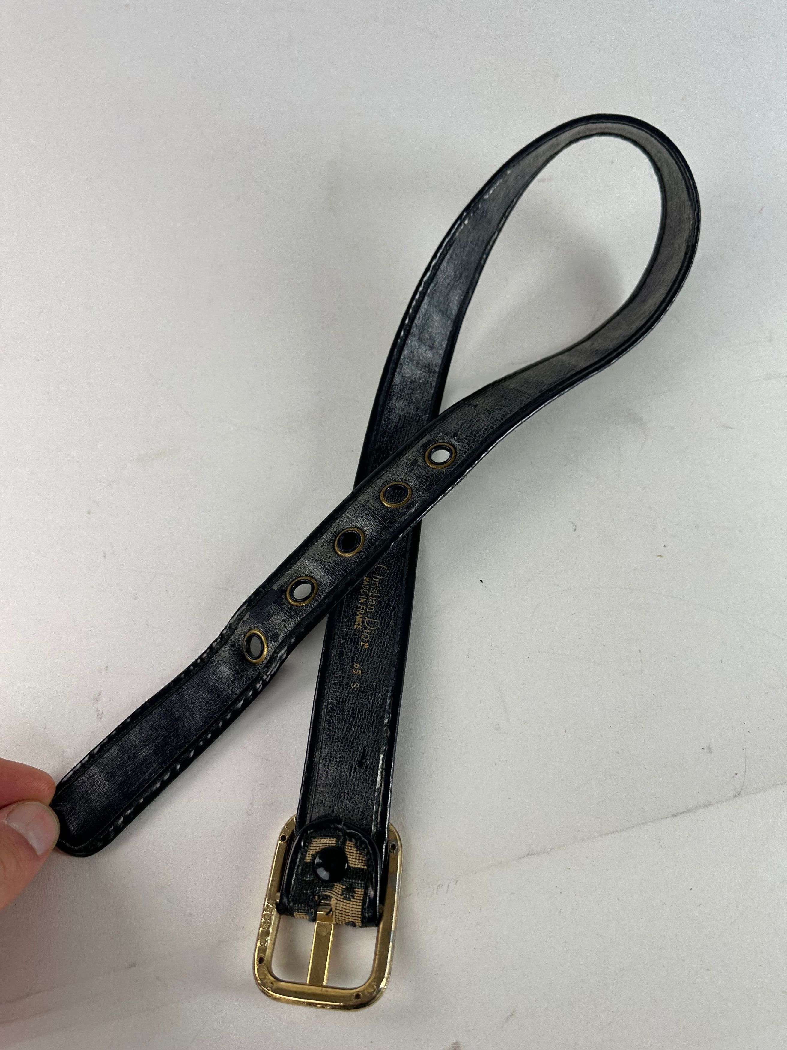 Dior Vintage Oblique Monogram Belt Navy Beige Size ONE SIZE - 6 Thumbnail