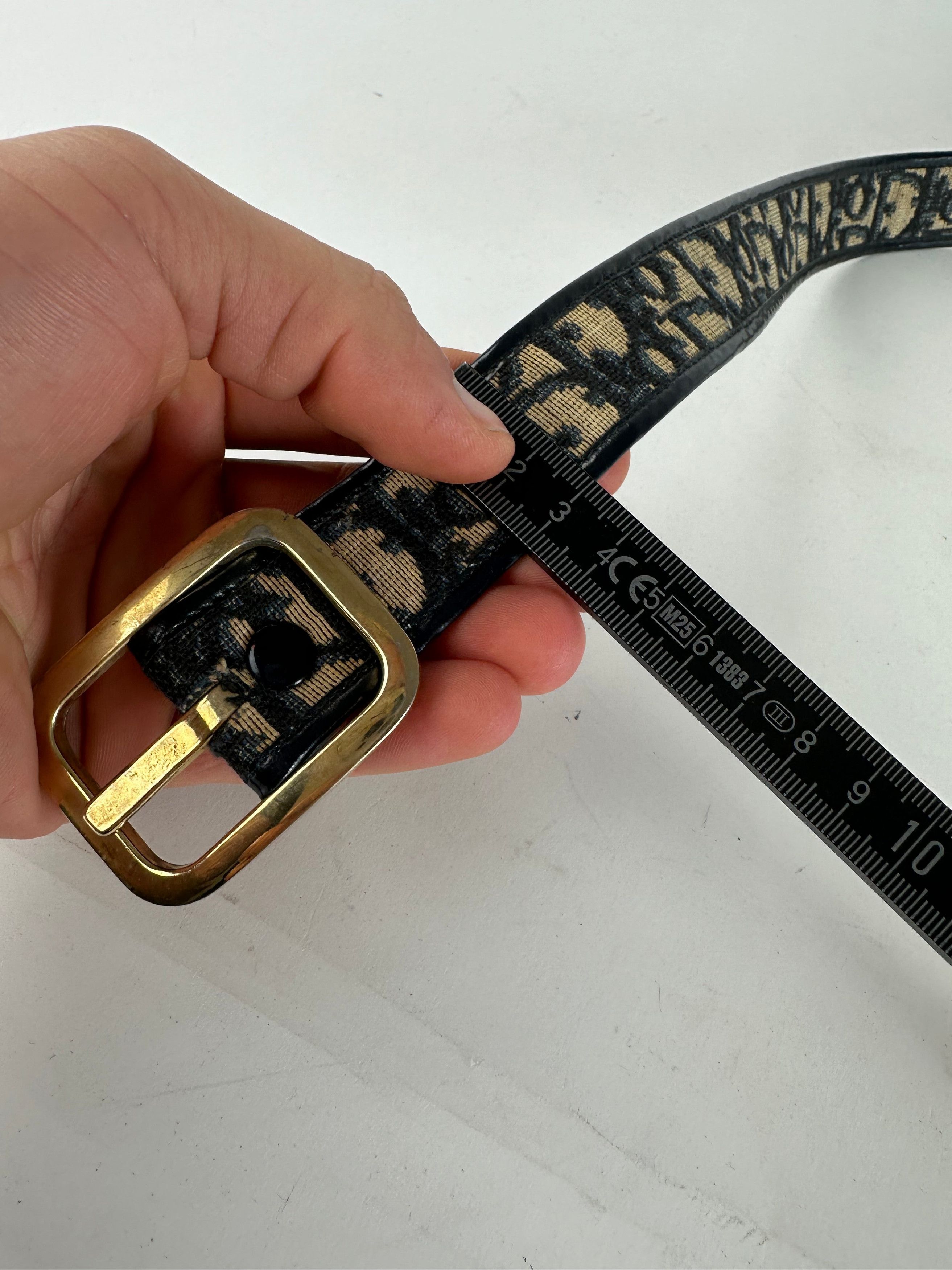 Dior Vintage Oblique Monogram Belt Navy Beige Size ONE SIZE - 9 Thumbnail