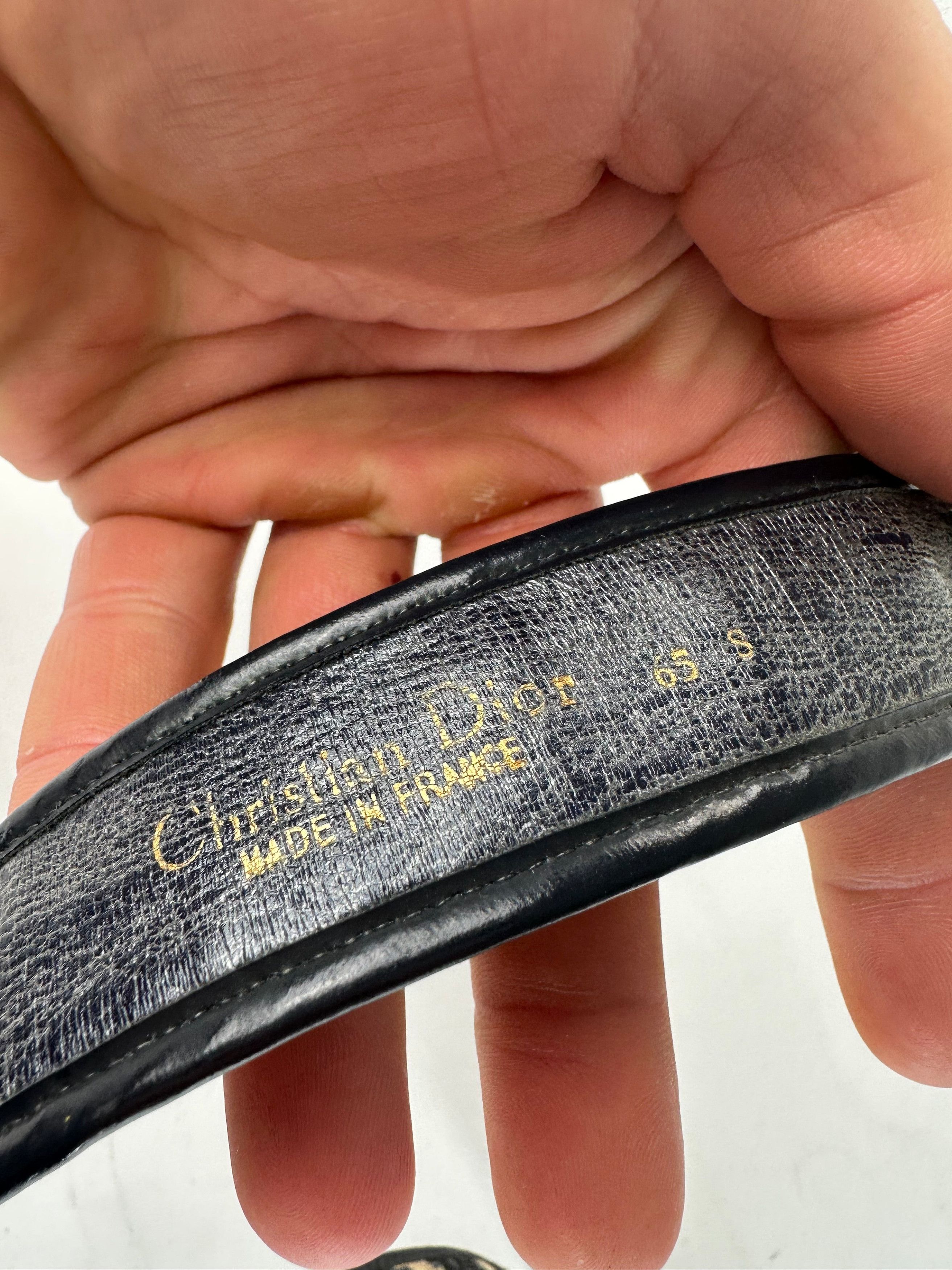 Dior Vintage Oblique Monogram Belt Navy Beige Size ONE SIZE - 4 Thumbnail