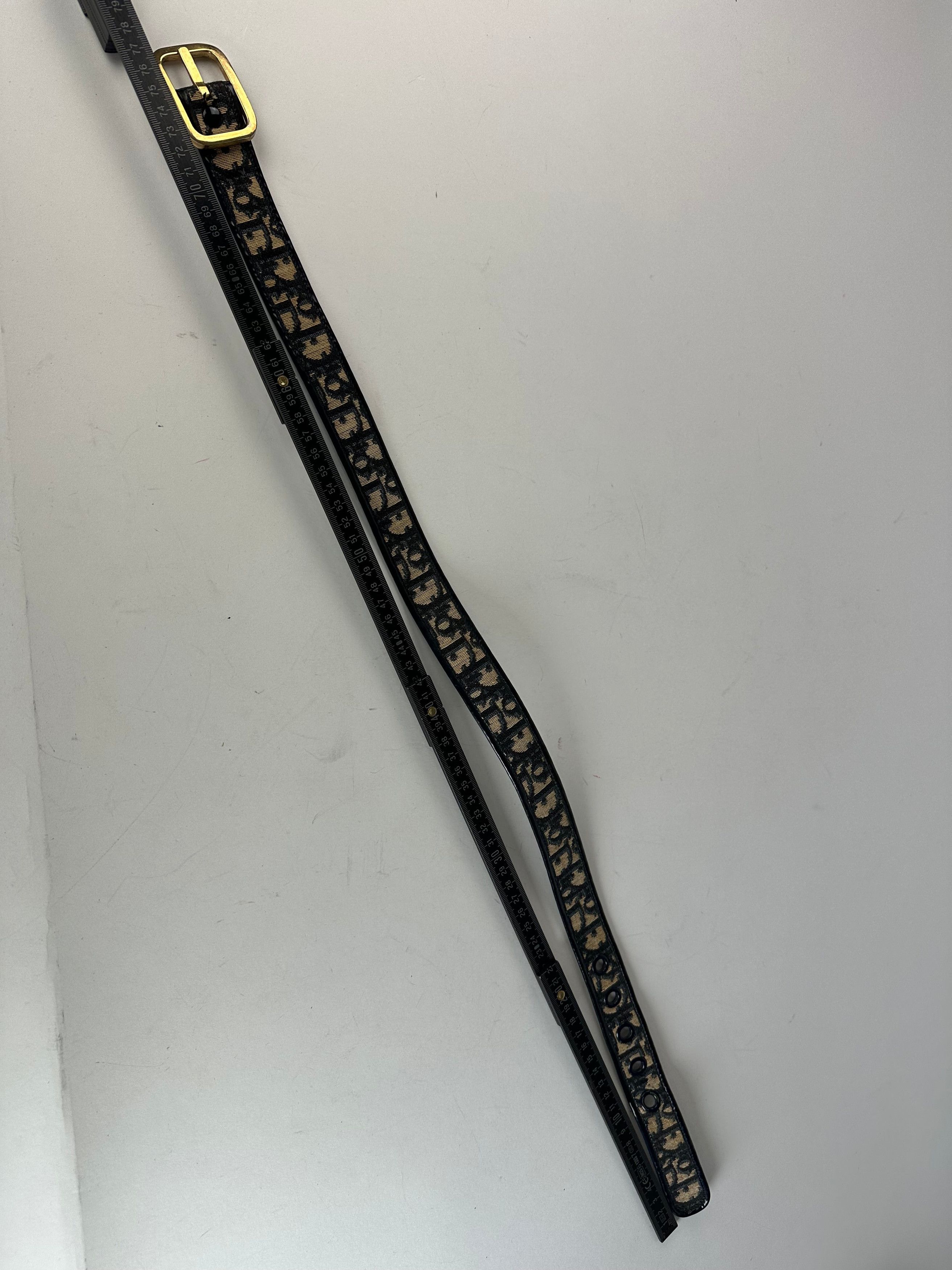 Dior Vintage Oblique Monogram Belt Navy Beige Size ONE SIZE - 8 Thumbnail
