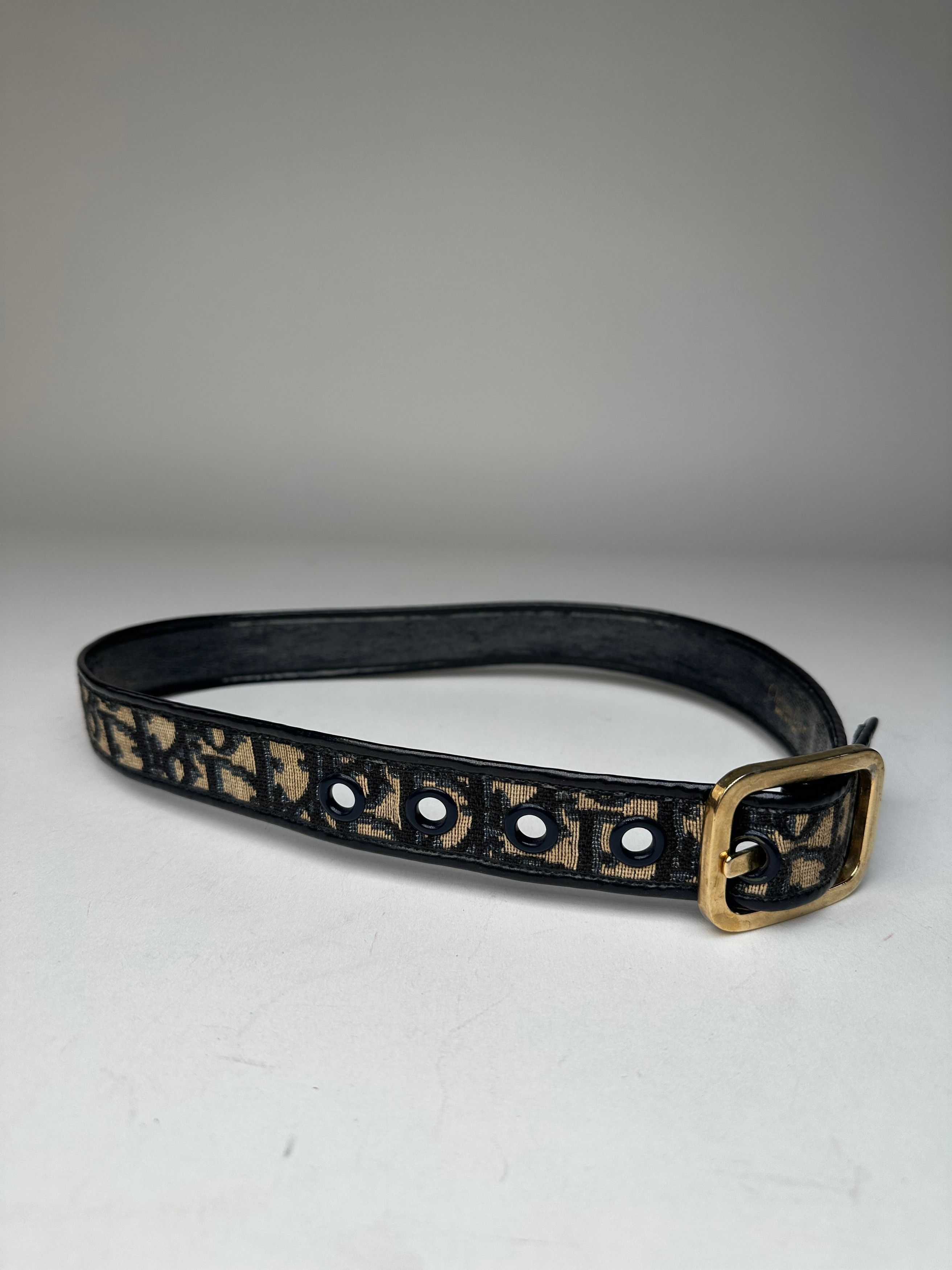 Dior Vintage Oblique Monogram Belt Navy Beige Size ONE SIZE - 5 Thumbnail