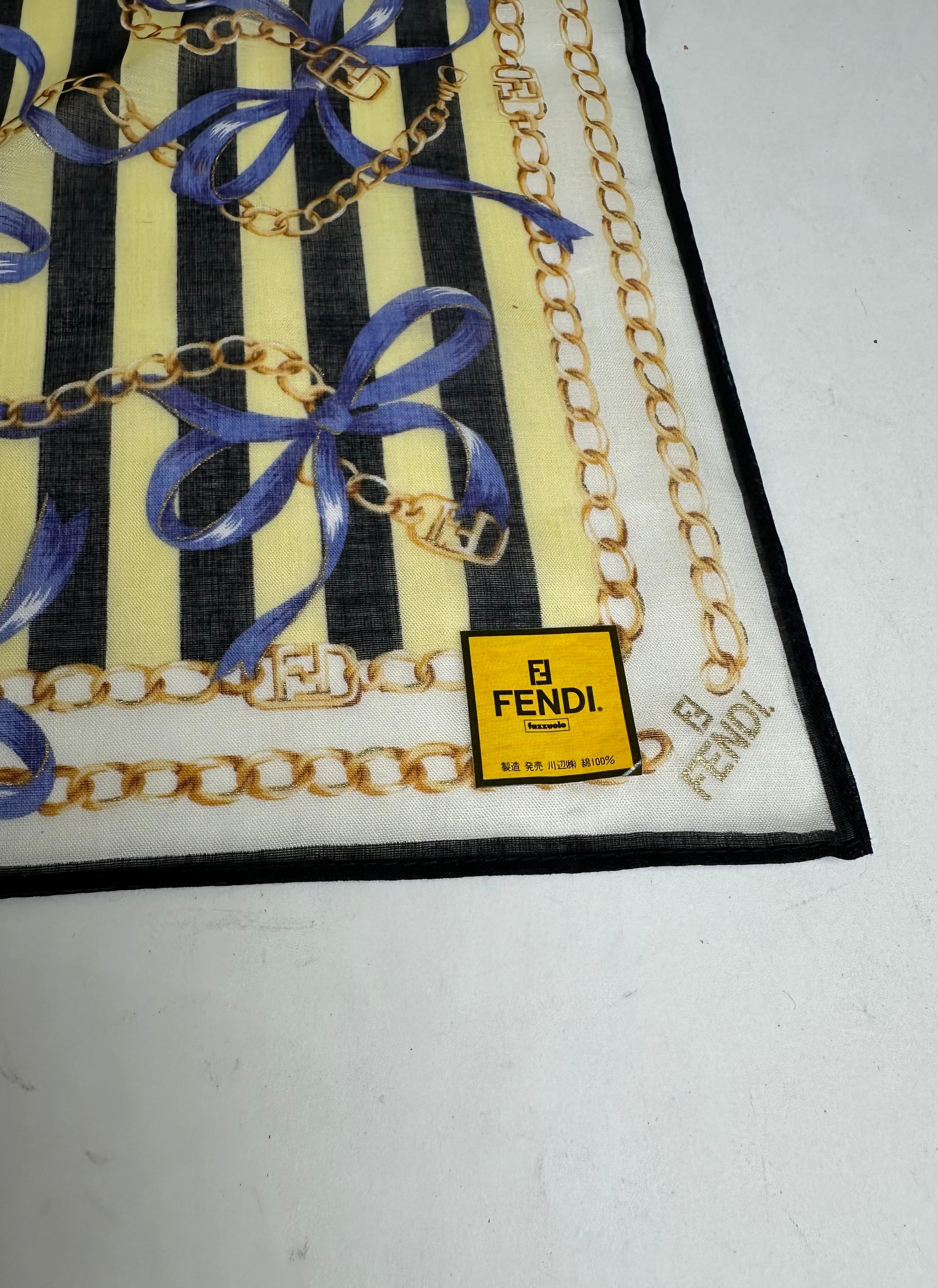 Fendi Vintage Scarf Striped Yellow Black Size ONE SIZE - 2 Thumbnail