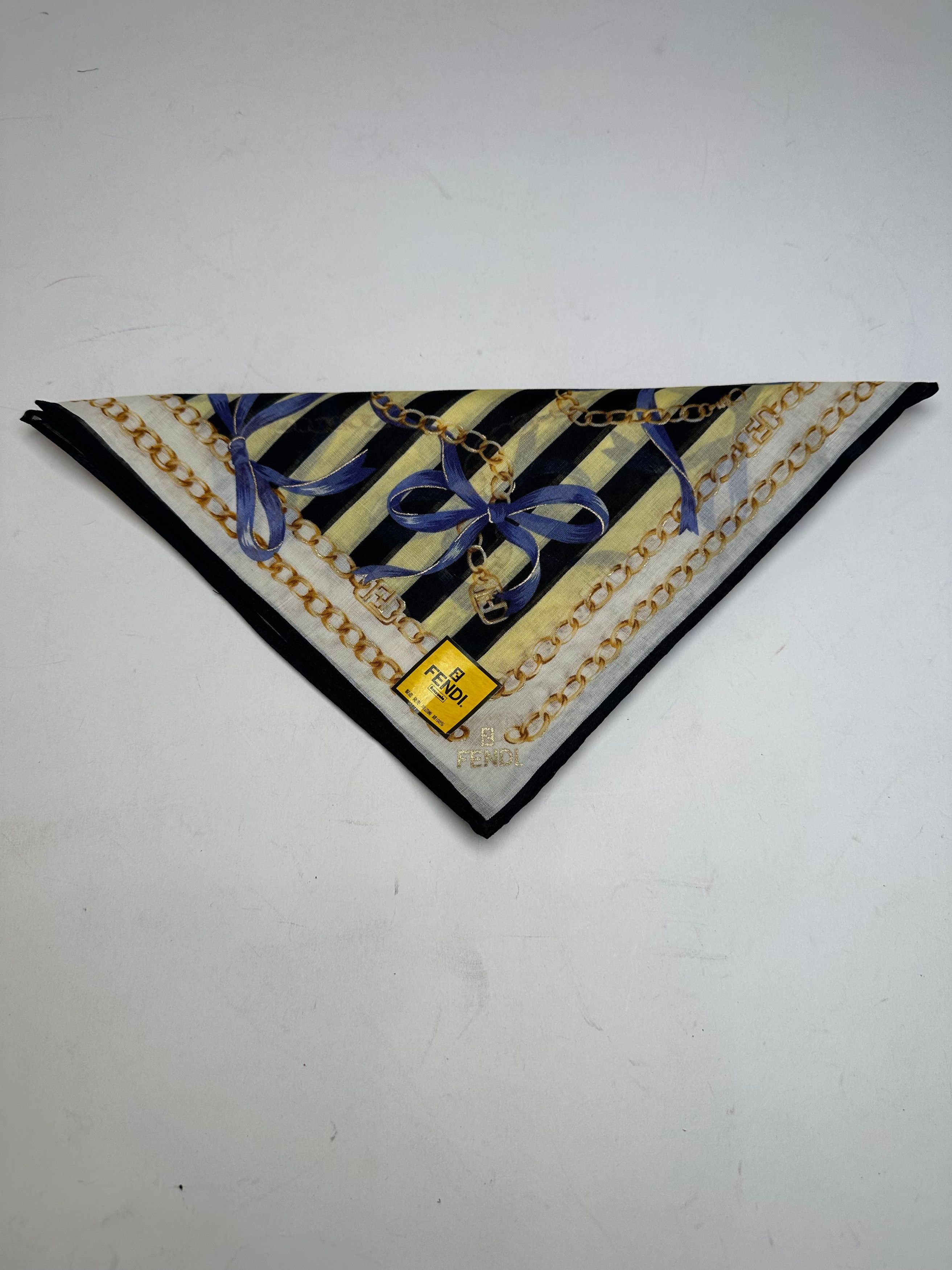 Fendi Vintage Scarf Striped Yellow Black Size ONE SIZE - 6 Thumbnail