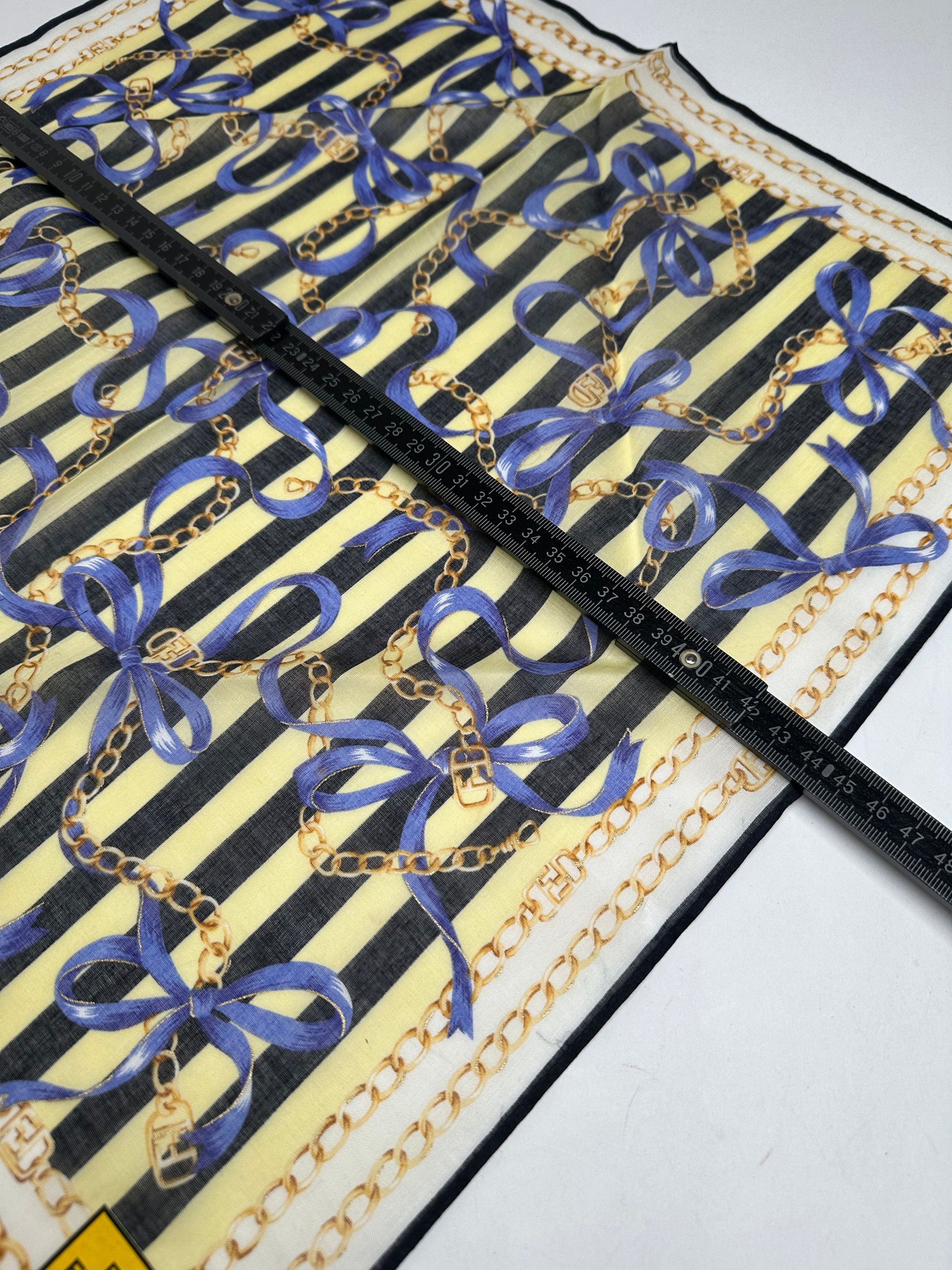 Fendi Vintage Scarf Striped Yellow Black Size ONE SIZE - 5 Thumbnail