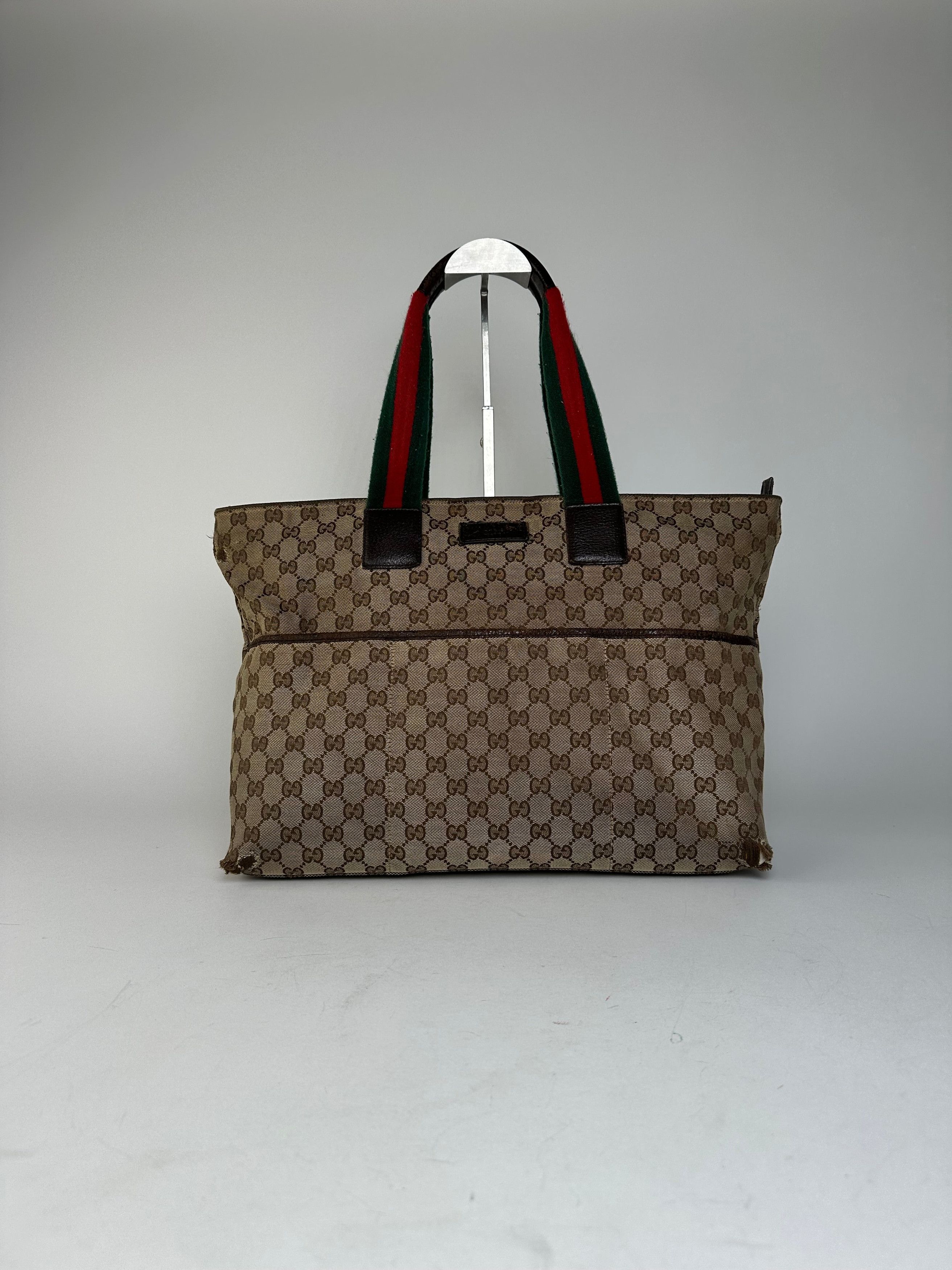 Gucci Vintage GG Monogram Handbag Beige Brown Size ONE SIZE - 12 Thumbnail