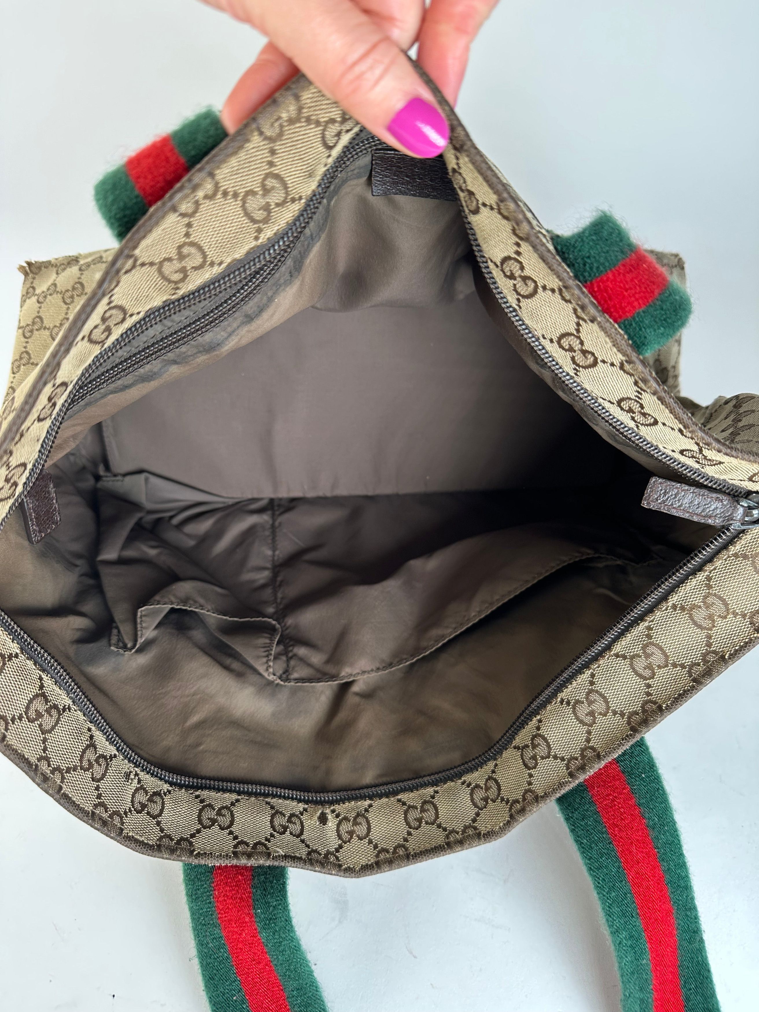 Gucci Vintage GG Monogram Handbag Beige Brown Size ONE SIZE - 3 Thumbnail