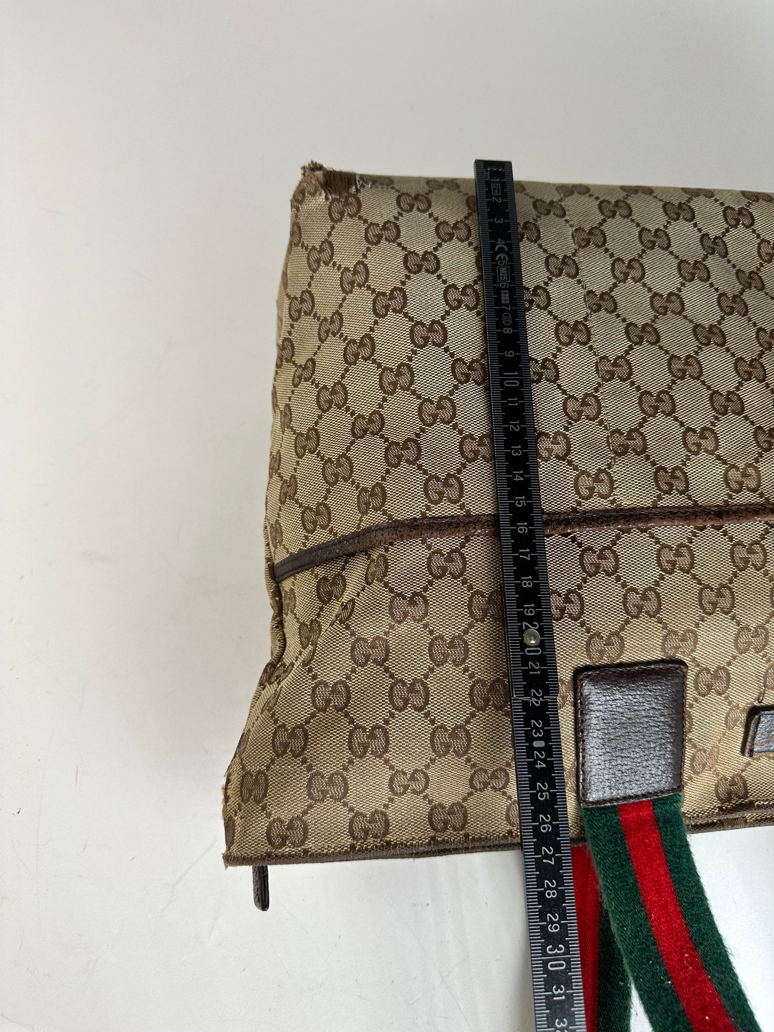 Gucci Vintage GG Monogram Handbag Beige Brown Size ONE SIZE - 14 Thumbnail